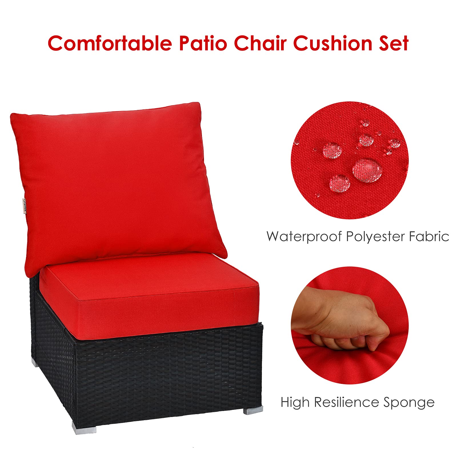 Giantex 6 Inch Thick Waterproof Outdoor Patio Cushion Set with Pillow & Ties - Deep Seat & Back Cushions Replacement for Patio Furniture - Perfect for Garden, Deck, Poolside & Indoor Floor Lounging