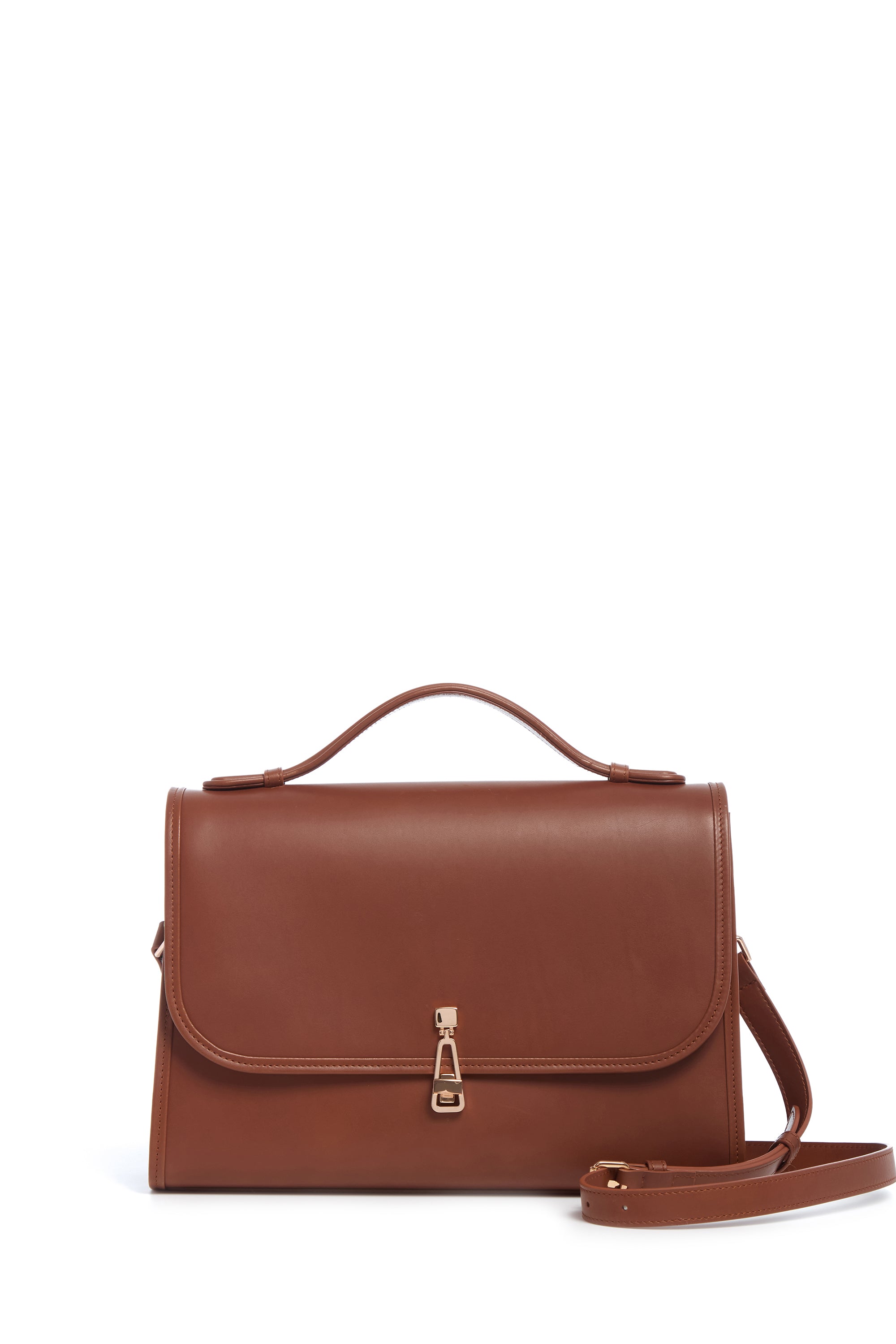Premium Cognac Leather Large Leonora Flap Bag - Elegant Crossbody Purse for Women, Perfect for Work, Travel & Evening Events