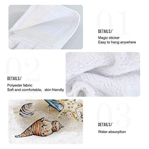 Nautical Anchor & Seashells Absorbent Kitchen Hand Towels - 2 Pack Hanging Towels with Loops for Bathroom, Kitchen & Home Decor | Perfect for Beach House, Coastal Theme & Summer Decor