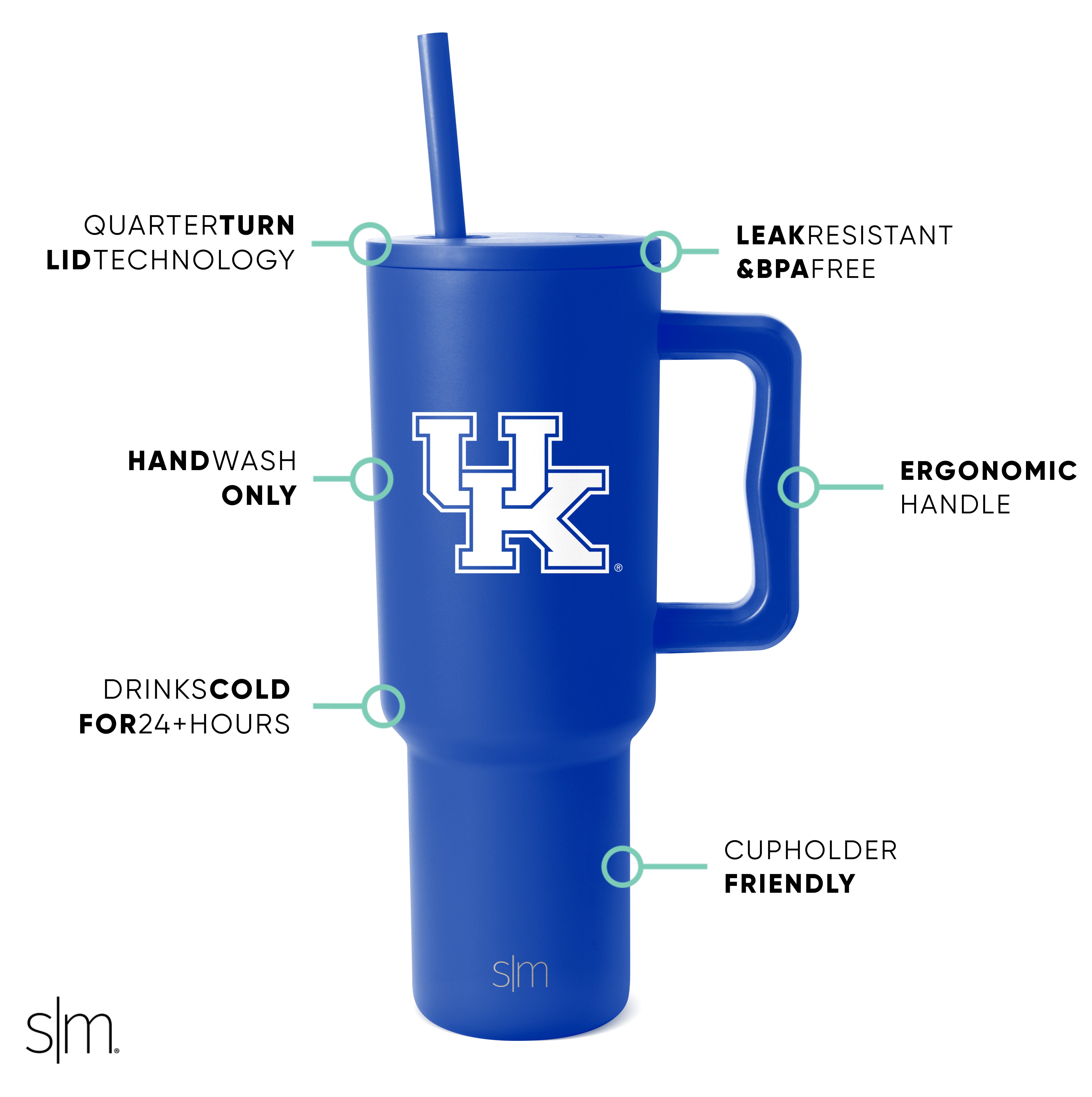 Collegiate Trek Tumbler - Insulated Stainless Steel Water Bottle with Lid for Hiking, Camping & Outdoor Adventures - Keeps Drinks Hot/Cold for 24 Hours