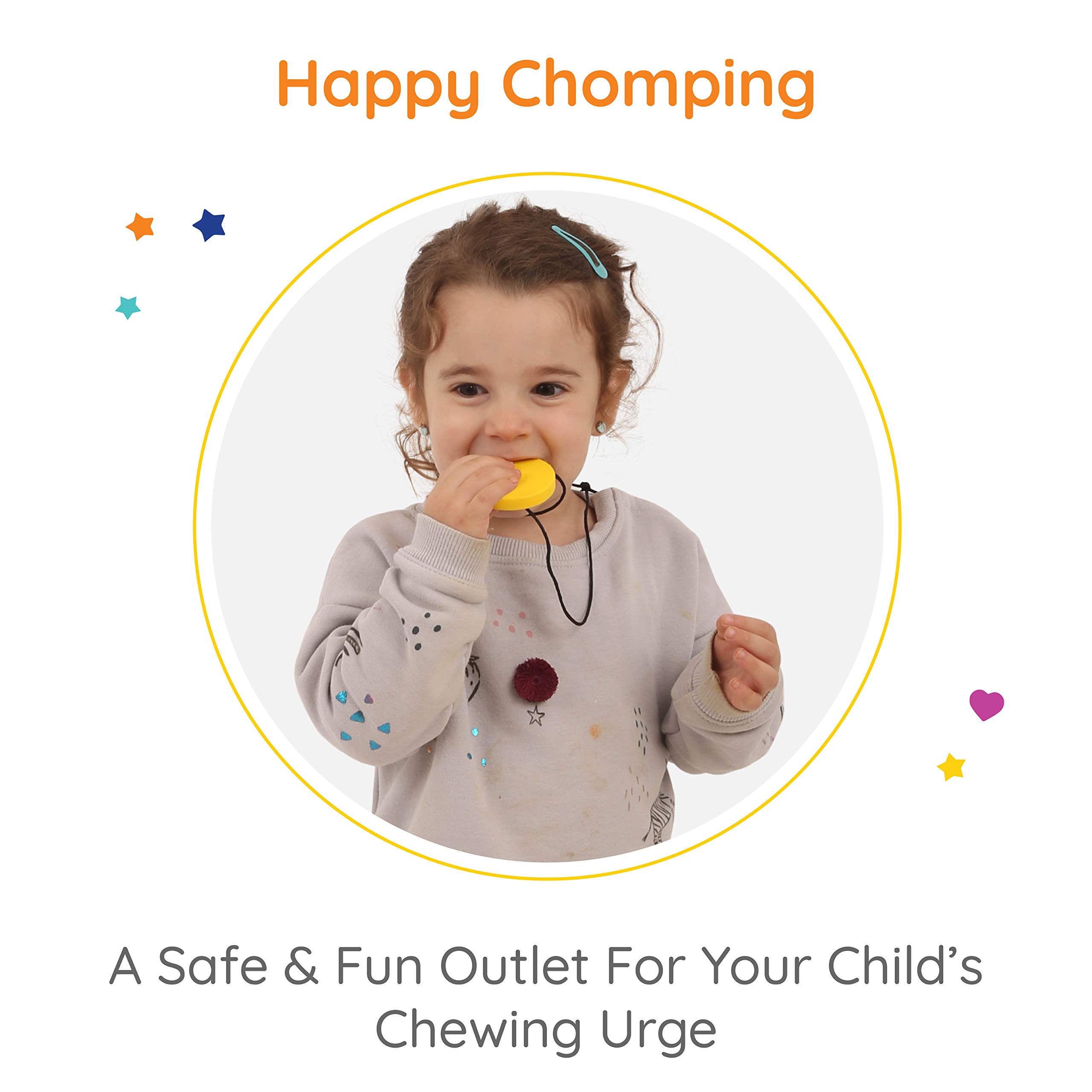 Fun & Functional Winking Emoji Chew Necklace for Kids - 2 Pack Sensory Chew Necklaces for Anxiety Relief & Oral Motor Stimulation - Textured Chewing Jewelry for Special Needs Children Ages 3+ - Perfect for School, Travel & Sensory Play