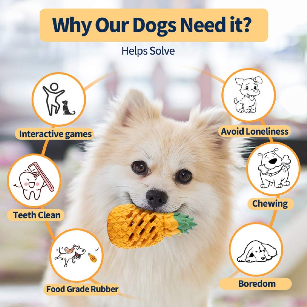 Durable Indestructible Dog Chew Toys for Aggressive Chewers - Tough Interactive Puppy Toys for Large & Small Dogs, Treat Dispensing Teeth Cleaning Toy (Pineapple Design) - Perfect for Boredom Relief & Dental Health