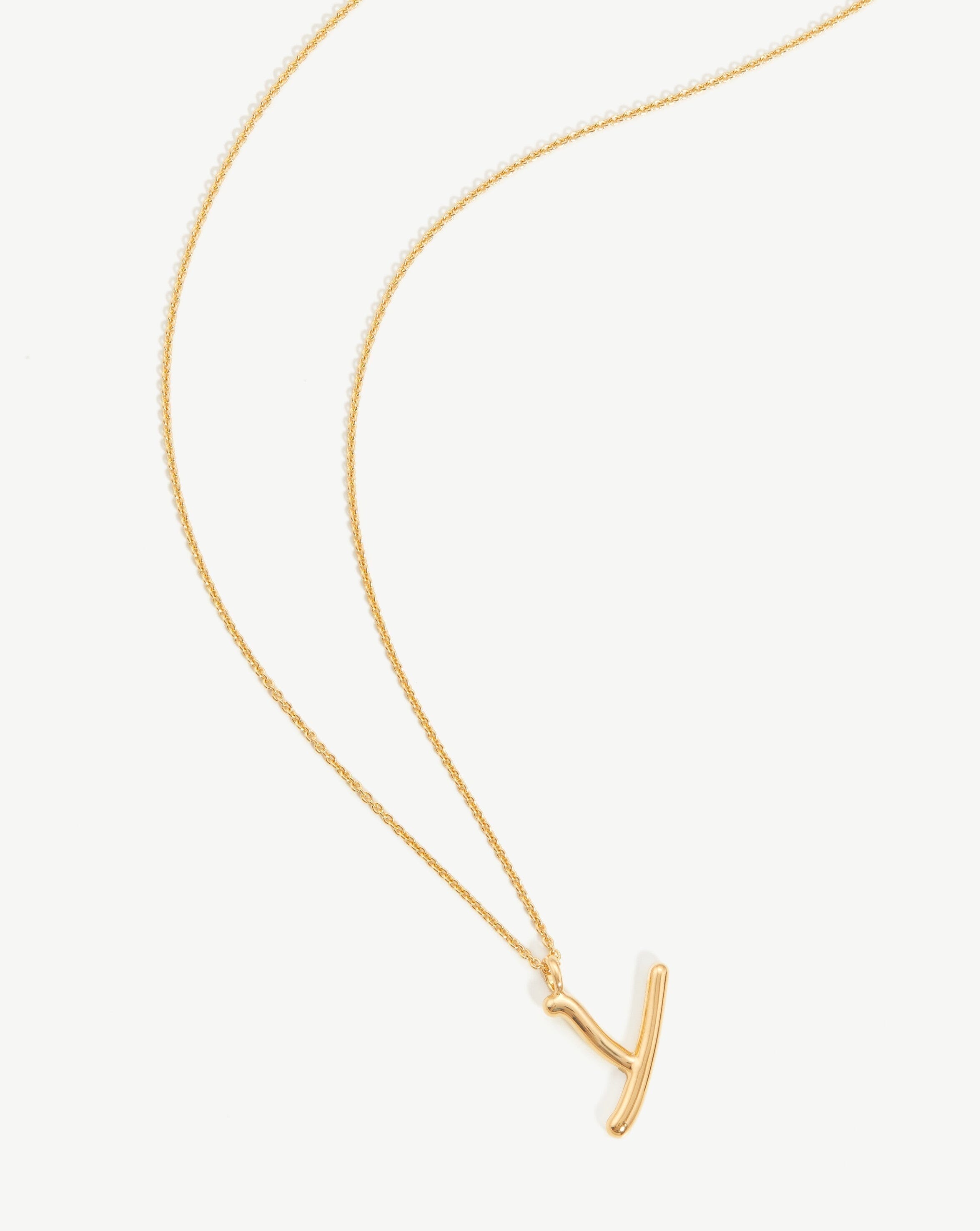 Curly Molten Initial Pendant Necklace - Personalized Letter Y | 18k Gold Vermeil Jewelry for Women | Perfect Gift for Birthday, Anniversary & Valentine's Day