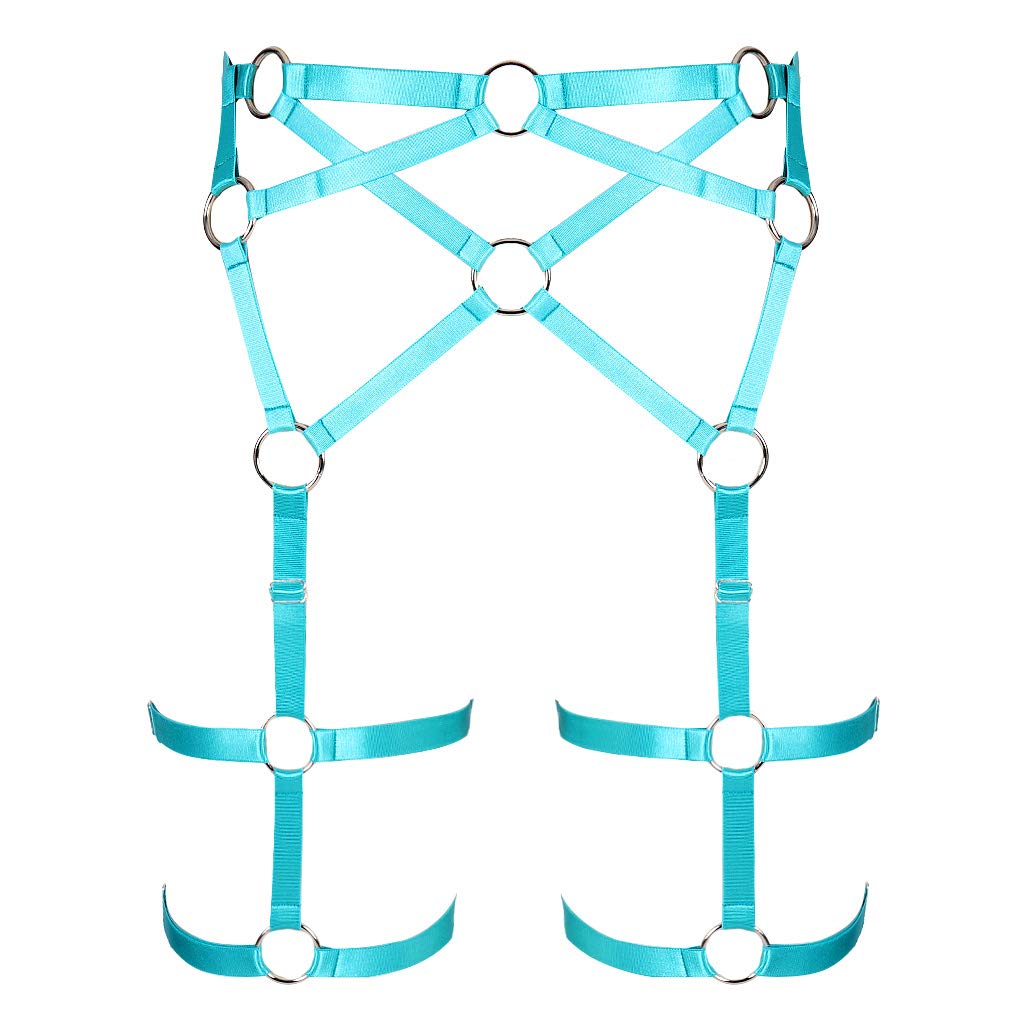 MAMOHSS Women's Sexy Harness Garter Belt - Hollow Out Lace Elastic Adjustable Plus Size Thigh Straps for Lingerie, Boudoir, Role Play & Special Occasions