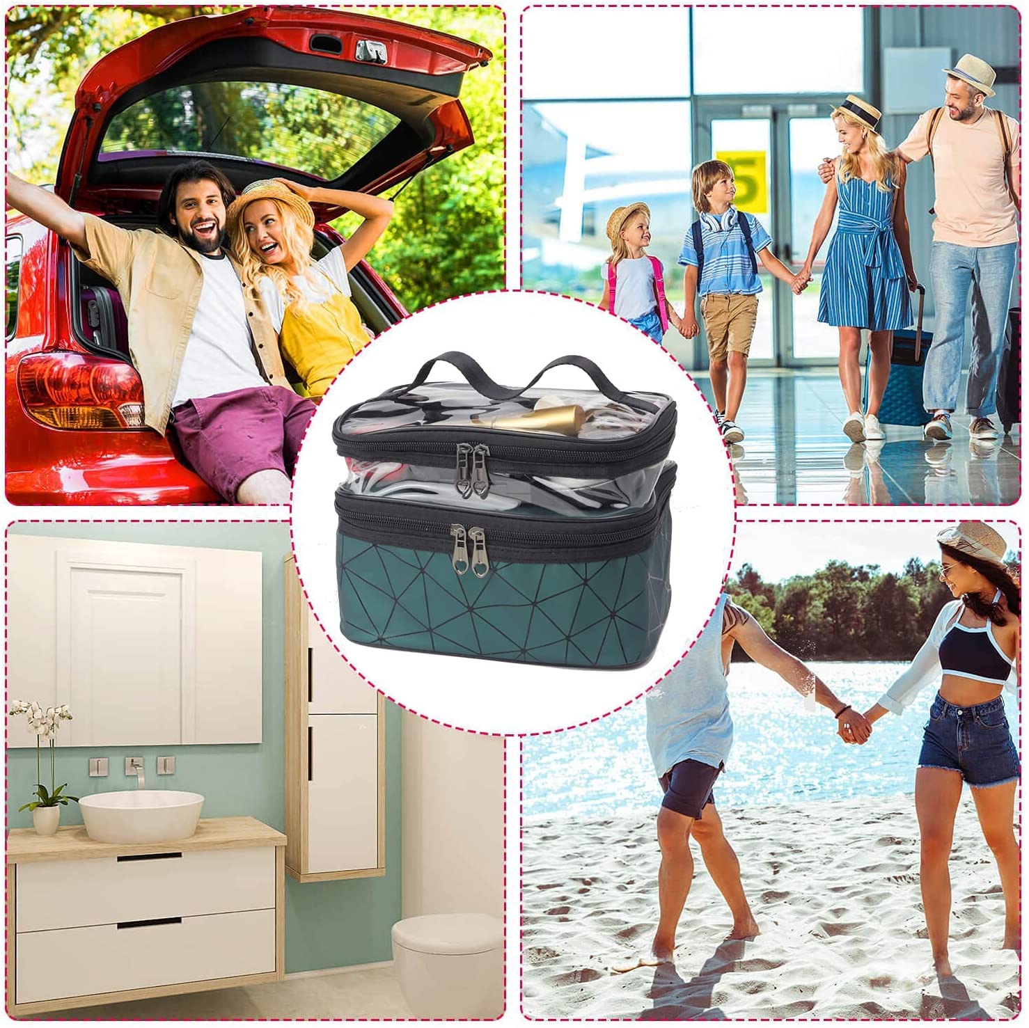 Koyet Double Layer Travel Makeup Bag - Waterproof Cosmetic Organizer & Toiletry Case for Women (Multi Color) | Perfect for Air Travel, Gym, Beach & Daily Essentials Storage