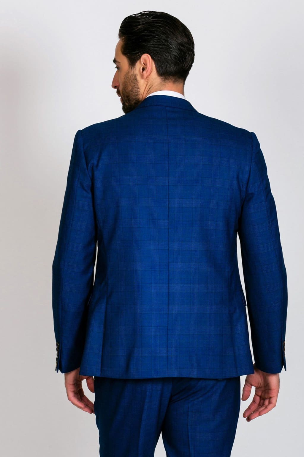 Marc Darcy George Royal Blue Check Three Piece Suit for Men | Formal Business Attire | Wedding, Office & Special Occasion Wear
