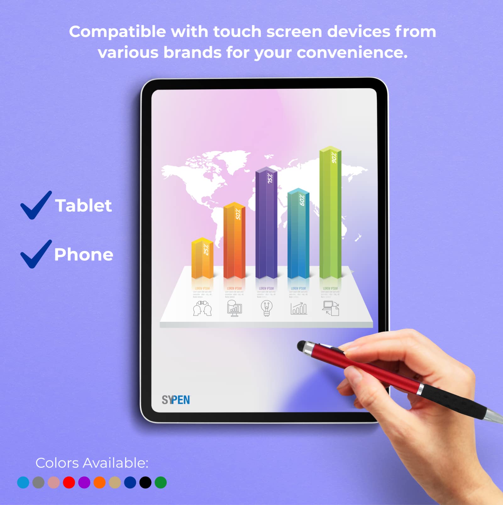 300 Pack Custom Logo Pens Bulk - Personalized Ballpoint Pen & Stylus for Business, Events, Parties | 2-in-1 Touchscreen Compatible with Black Ink & Red Barrel | Perfect for Corporate Gifts, Trade Shows & Promotional Giveaways