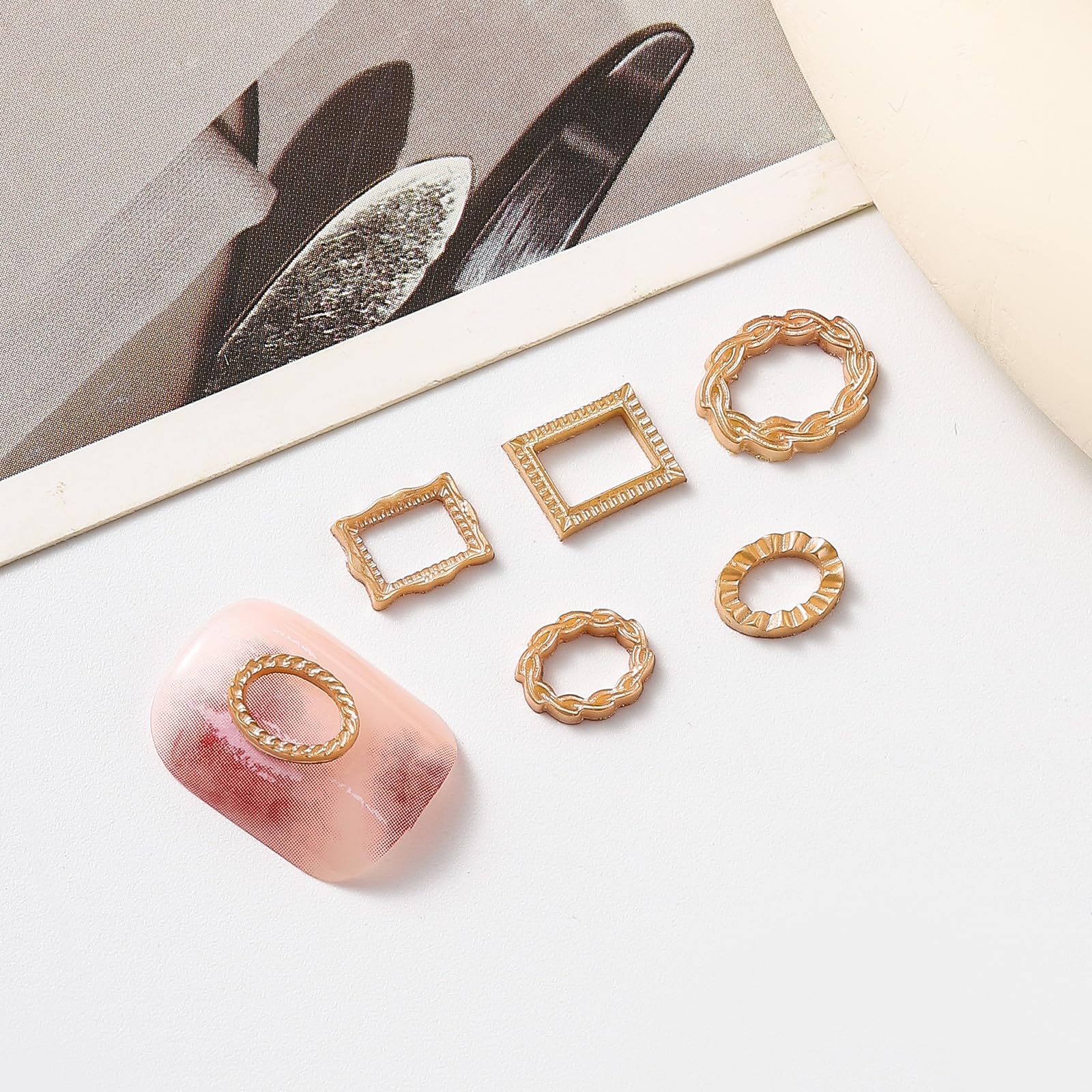 50 Pcs 3D Photo Frame Nail Charms - Retro Hollowed Out Nail Art Decorations for Acrylic Nails, DIY Nail Designs & Nail Accessories (Mixed Styles) - Perfect for Salon, Home Manicure & Nail Art Enthusiasts