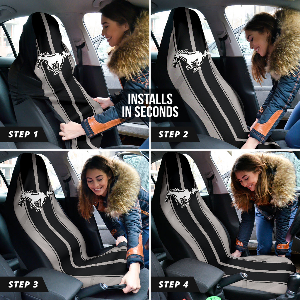 Premium Black Ford Mustang Fastback Seat Covers - Custom Fit for 1965-1973 Models - Durable Neoprene Material - Perfect for Car Shows & Daily Driving