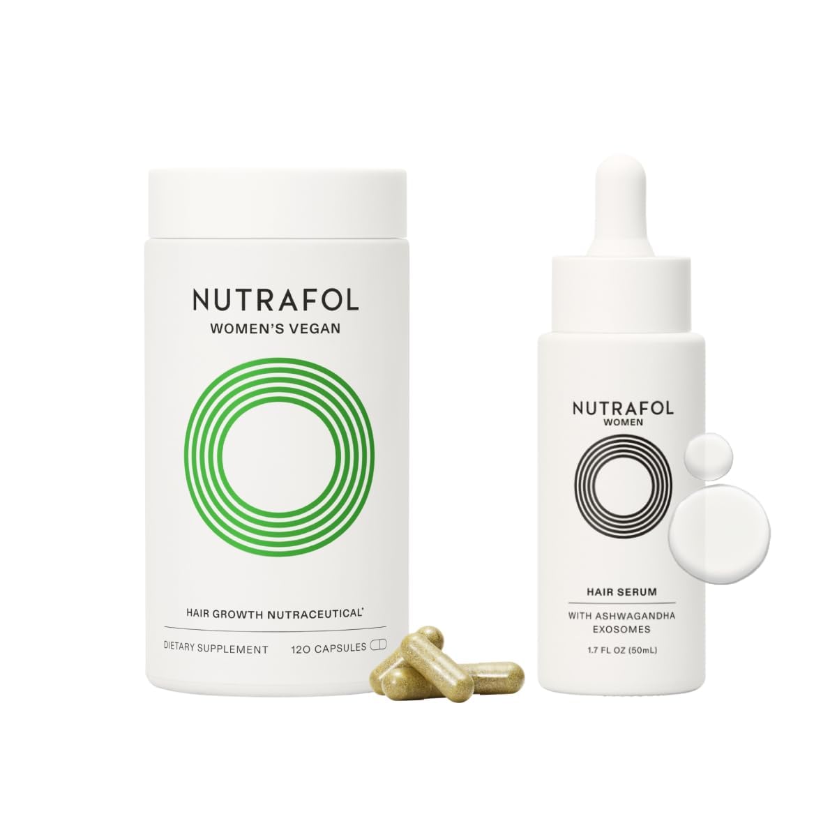 Nutrafol Women's Hair Growth Supplements & Serum for Thicker Stronger Hair - Clinically Tested Vegan Formula, Dermatologist Recommended (1 Month Supply) - Perfect for Women 18-44 Seeking Healthier Hair Growth at Home or On-The-Go