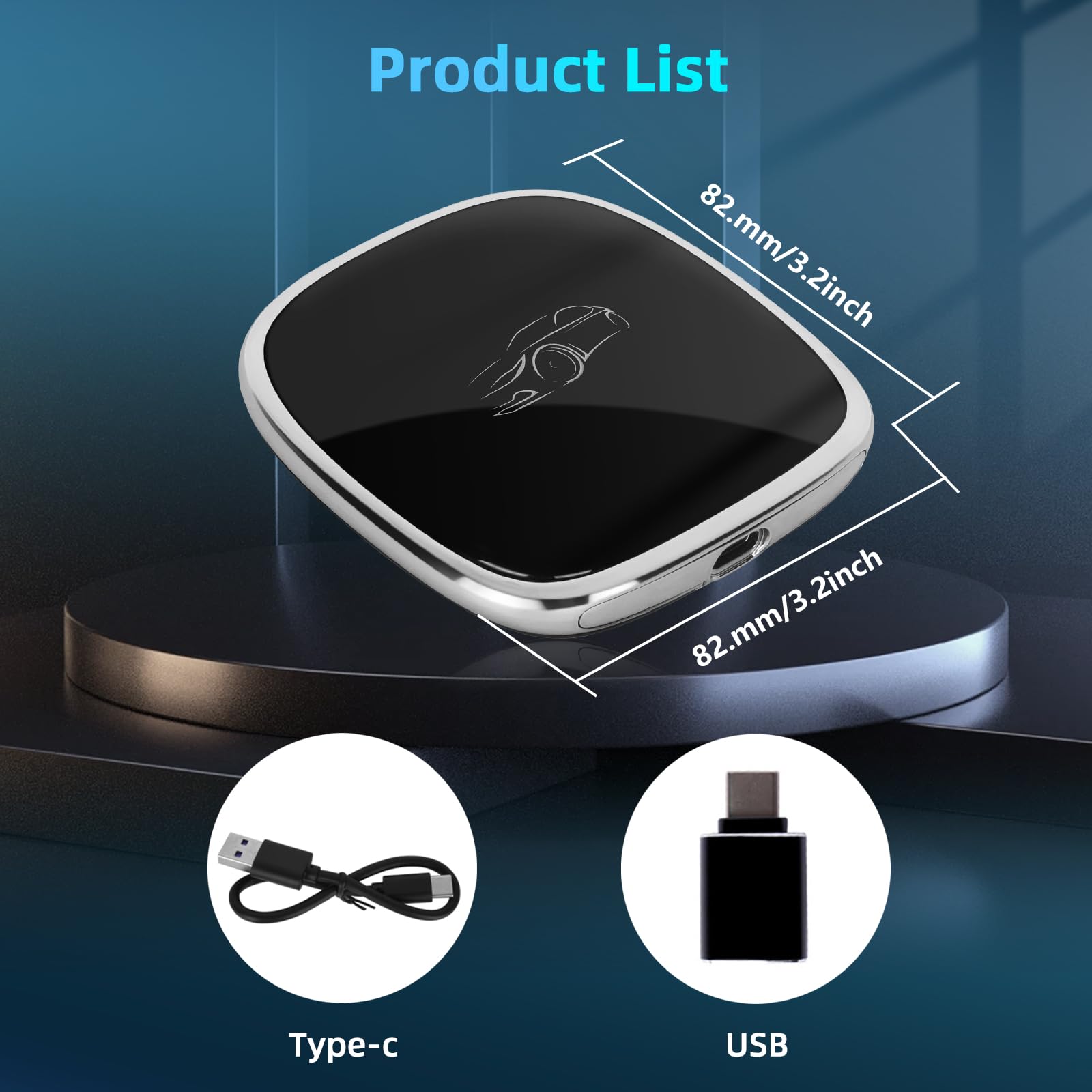 Podofo 4+64GB 8-Core Android 13 CarPlay AI Box - Wireless Apple CarPlay & Android Auto Adapter with Bluetooth, Plug & Play, Auto-Connect - Supports Mirror Link, SIM Card, Netflix & YouTube - Perfect for Tesla, BMW, Audi & More (Car Entertainment Upgrade)