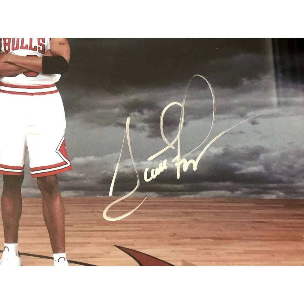 Michael Jordan, Scottie Pippen & Dennis Rodman Autographed Chicago Bulls Framed Photo with UDA COA #D/720 - Perfect for Sports Memorabilia Collectors, Man Cave Decor, and NBA Fan Gifts
