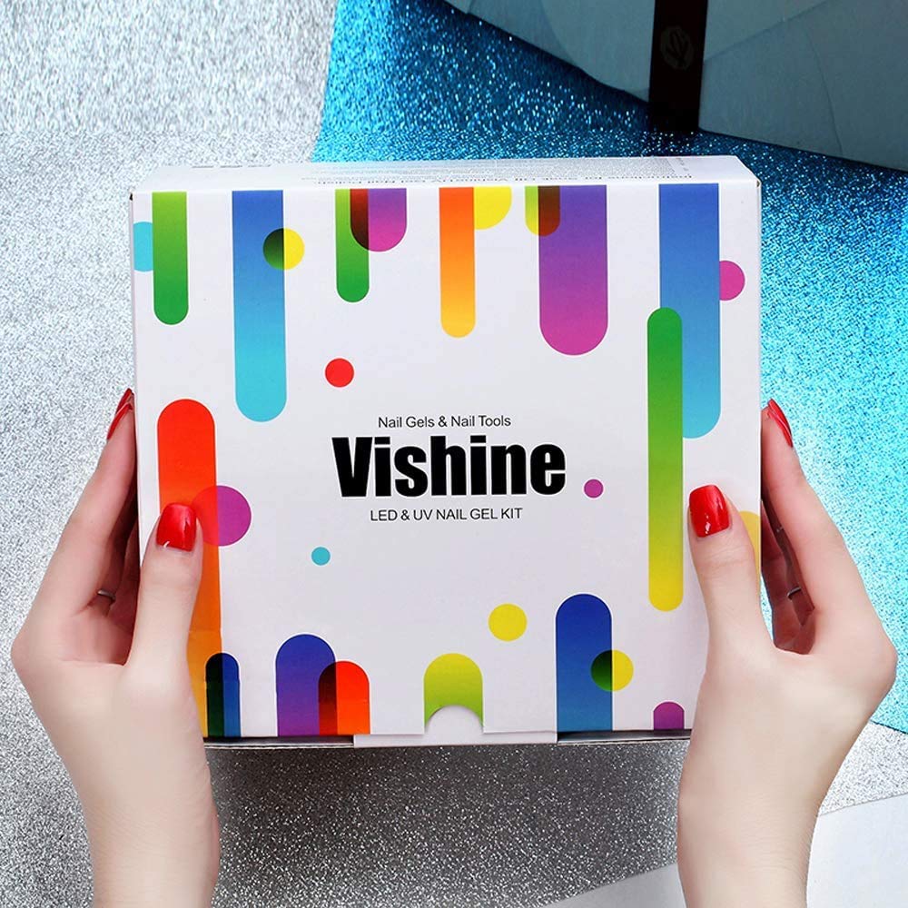 Vishine 6 Colors Gel Nail Polish Starter Kit with Base & Top Coat, 36W LED UV Nail Lamp - Full DIY Gel Manicure Set for Salon & Home Use (8ml #12) | Perfect for Nail Art, French Tips & Professional Manicures