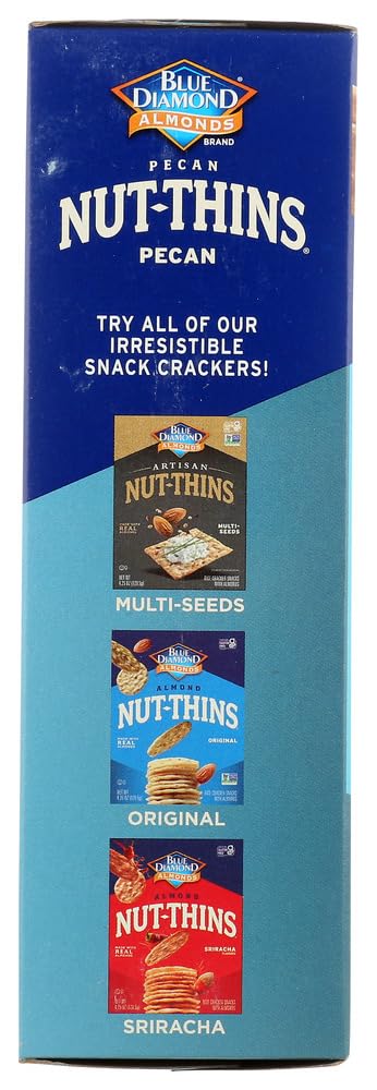 Blue Diamond Nut-Thins Pecan Nut & Rice Cracker Snacks - Gluten Free, Low Calorie, Healthy Snack - 4.25 oz (Pack of 6) - Perfect for Office, School, Travel & Party Snacking