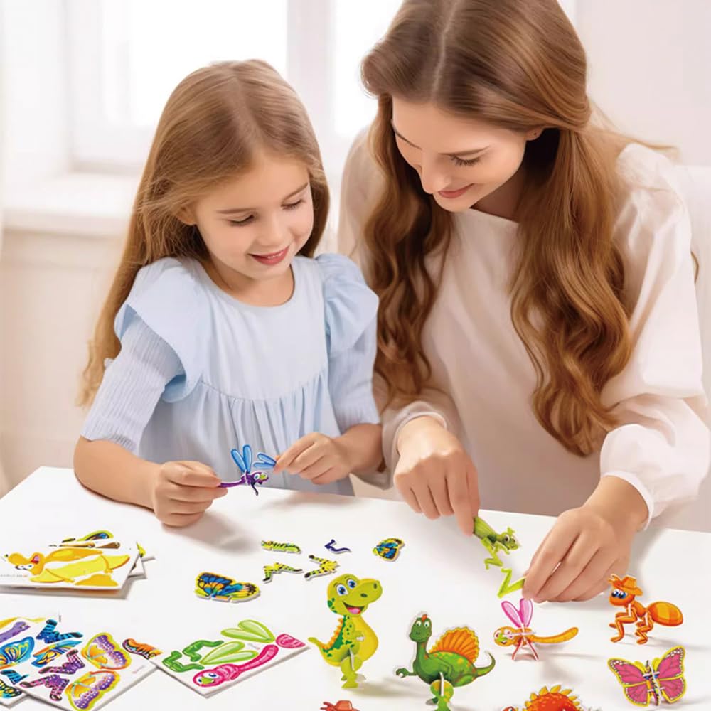 3D Puzzle Toys for Kids Ages 3+ | 48 Piece Cartoon Jigsaw Puzzle Set | Educational STEM Learning Toy for Boys & Girls | DIY Craft Activity for Birthday Party, Classroom & Family Game Night
