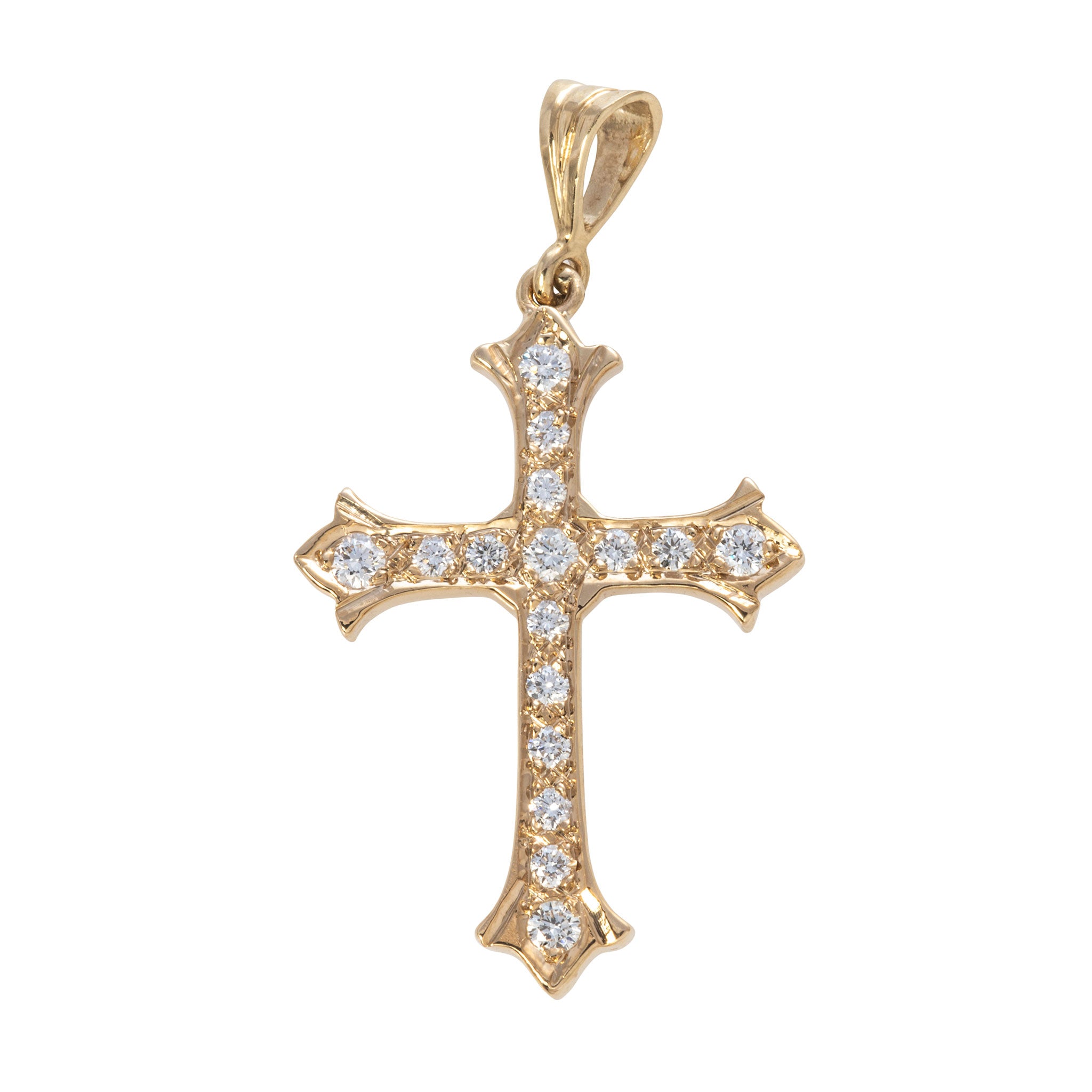 0.33ctw Diamond 14K Yellow Gold Cross Pendant Necklace for Women - Elegant Religious Jewelry Gift for Baptism, Confirmation & Everyday Wear