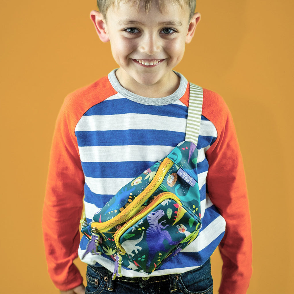 Floss & Rock Dinosaur Print Belt Bag - Stylish Waist Pack for Travel, Hiking & Everyday Use