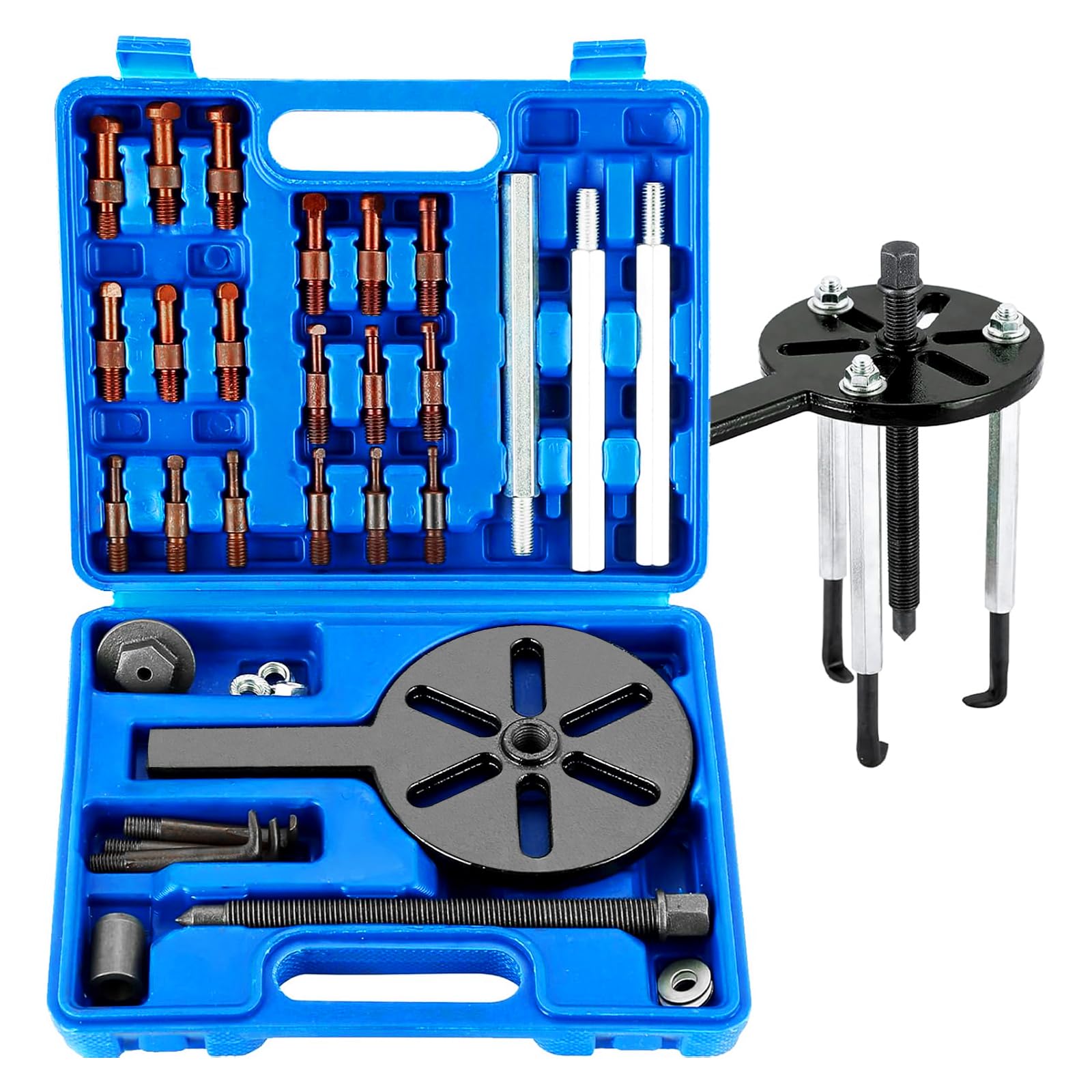 21 in 1 Bearing Puller Set - 3 Jaw Bearing Removal Tool with 6 Sizes Inner Hole Pullers | Professional Automotive & Industrial Disassembly Kit | Perfect for Mechanics, DIY Repairs & Equipment Maintenance