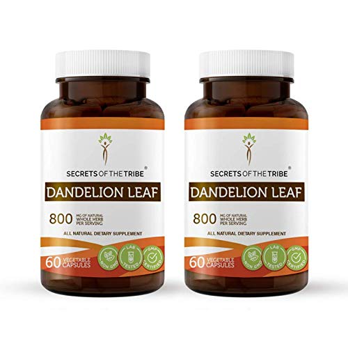 Organic Dandelion Leaf Extract 800mg (2x60 Capsules) - Taraxacum Officinale Supplement for Liver Detox & Digestion Support - Herbal Wellness for Daily Cleansing & Energy Boost