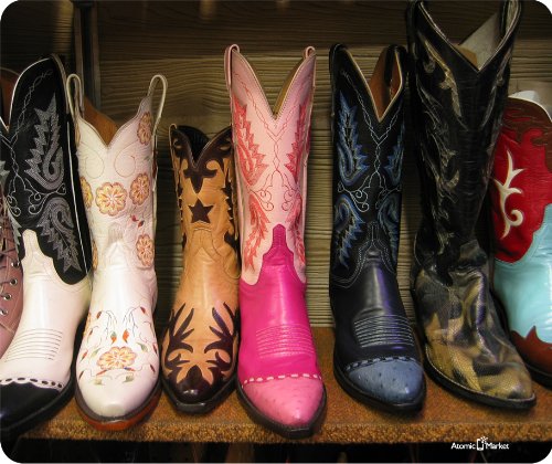 Colorful Cowboy Boots Design Non-Slip Thick Mouse Pad - Perfect for Western Decor, Gaming Setup & Office Workspace Accessories
