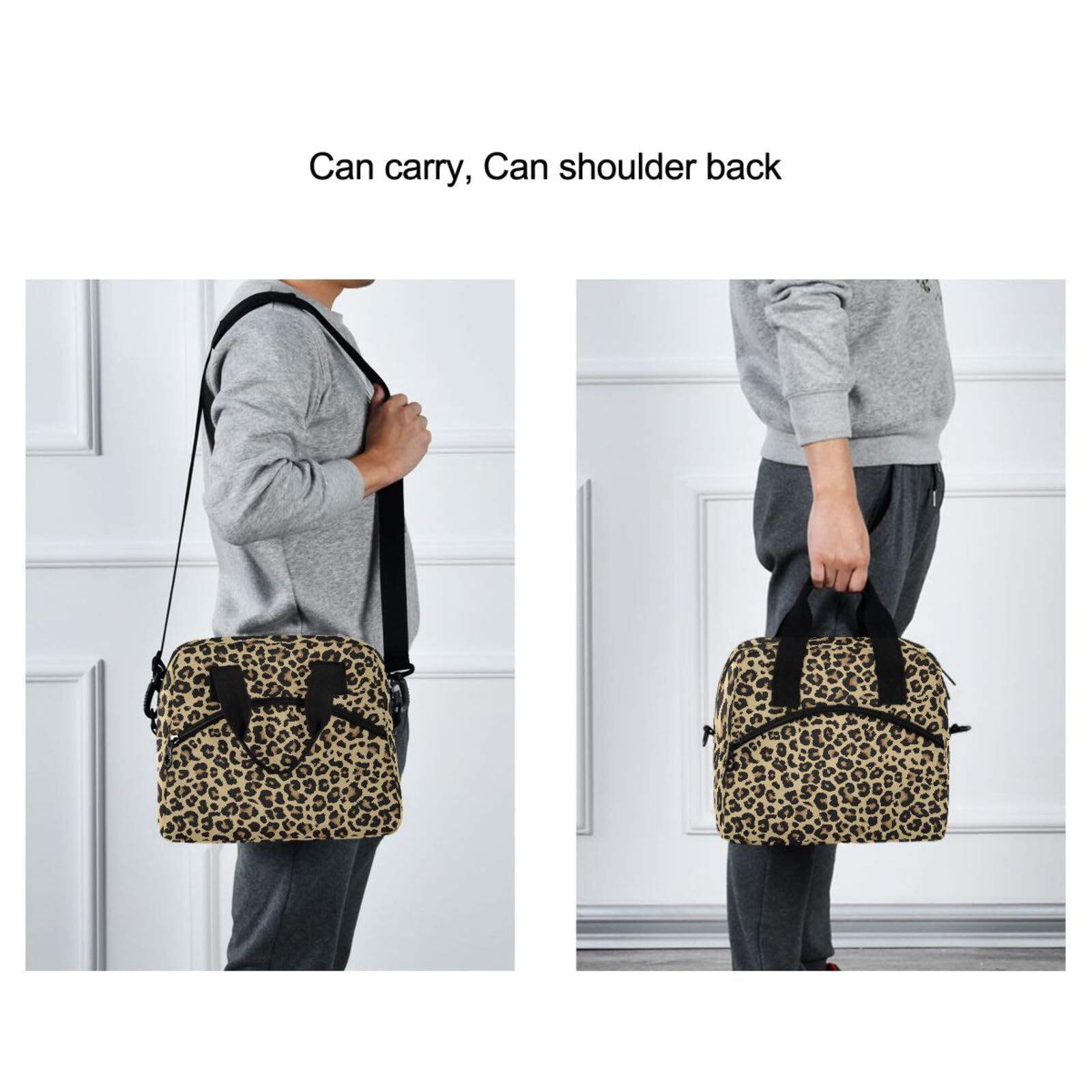 ALAZA Insulated Lunch Bag Cooler Tote - Large Leopard Print Thermal Lunch Box for Women & Men - Perfect for School, Work, Picnics & Outdoor Activities - Adjustable Shoulder Strap & Portable Design
