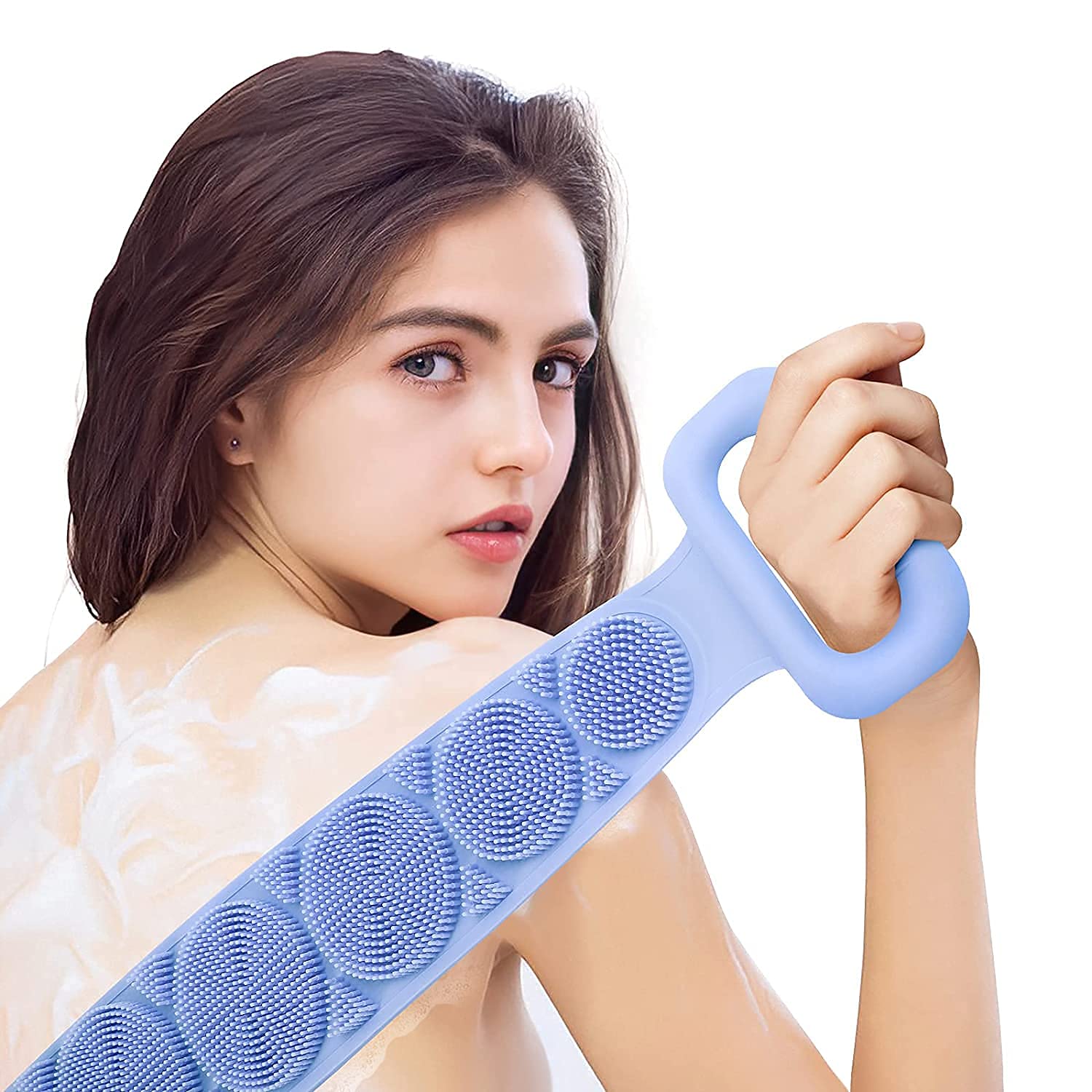 Quickous Silicone Body Scrubber - Double-Sided Exfoliating Brush for Deep Skin Cleaning & Massage - Shower & Bath Use