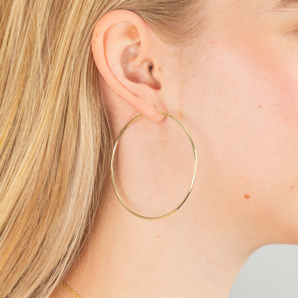 9ct Yellow Gold 50mm Plain Hoop Earrings for Women - Classic Circle Earrings for Everyday Wear, Gift Giving & Special Occasions