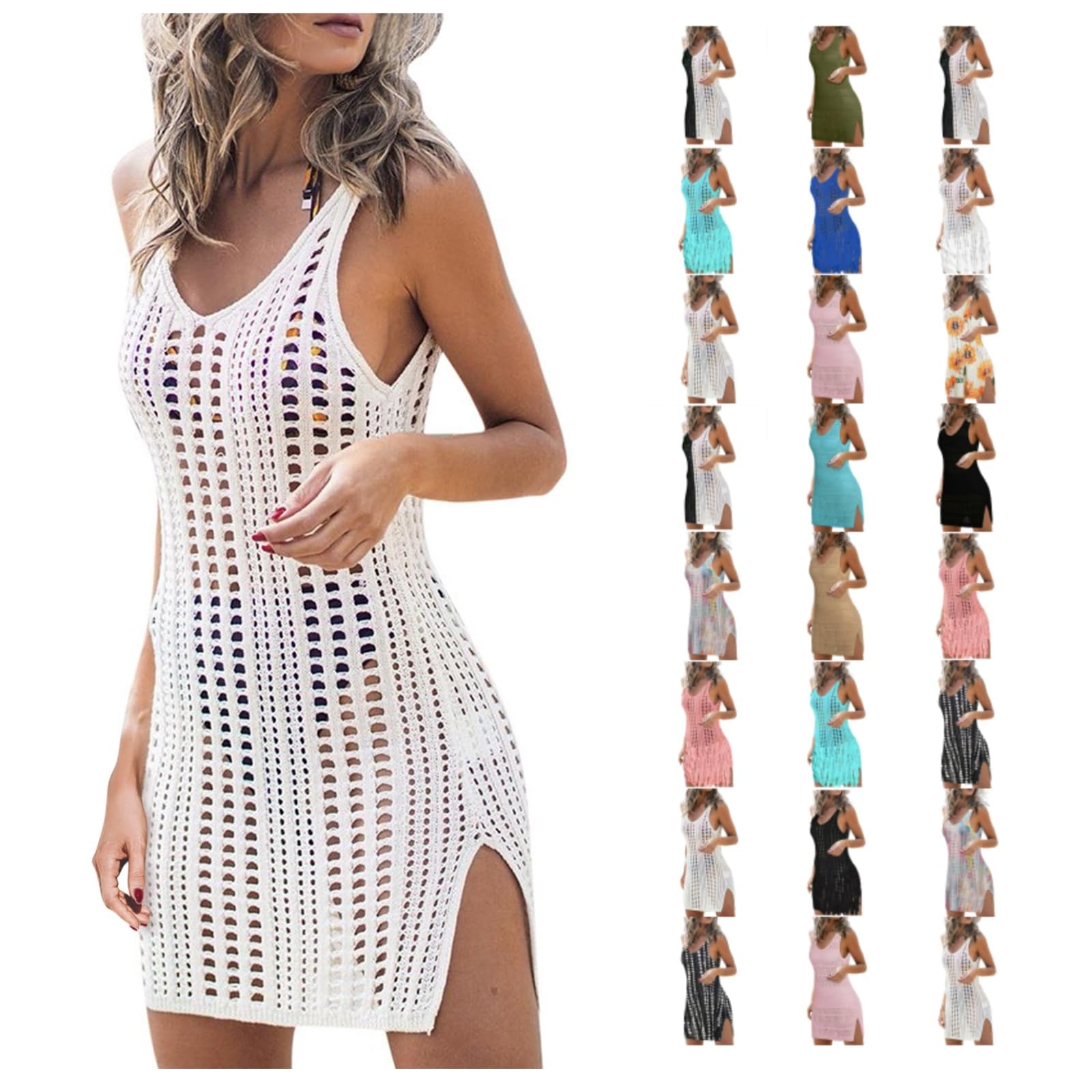 Boho Smock Dresses for Women 2024 - Trendy Hollow Out Swimsuit Cover Up & Crochet Fringe Beach Dress - Perfect for Summer Vacations, Pool Parties, and Seaside Getaways