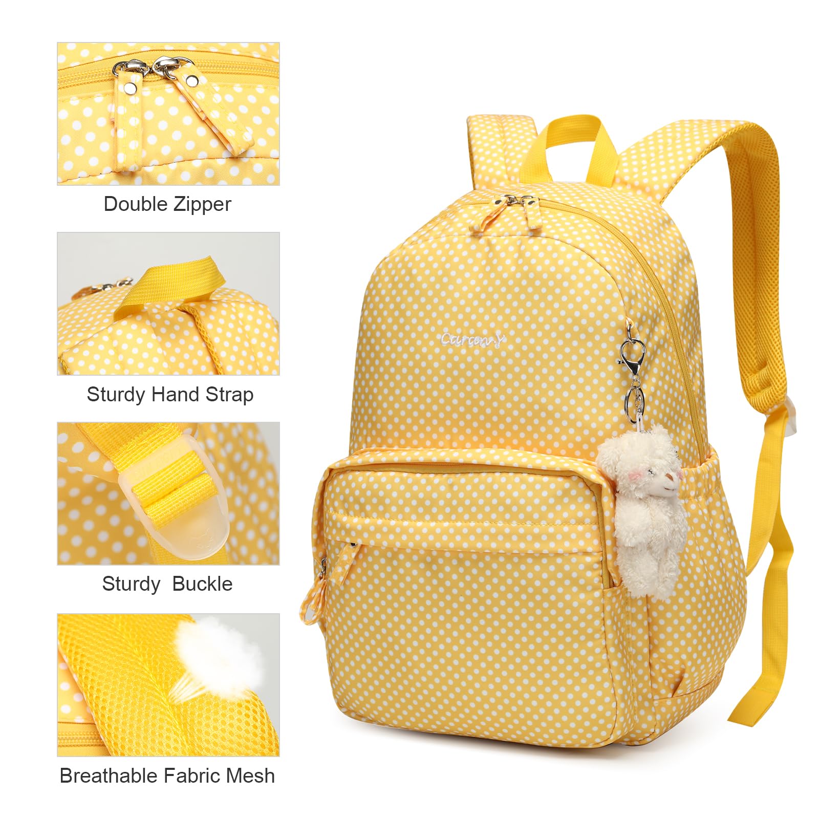 SUN EIGHT Waterproof Backpack for Girls & Teens - Large Capacity School Backpack for Travel, College, and Everyday Use (Yellow) - Perfect for School Supplies, Laptops, and Outdoor Adventures