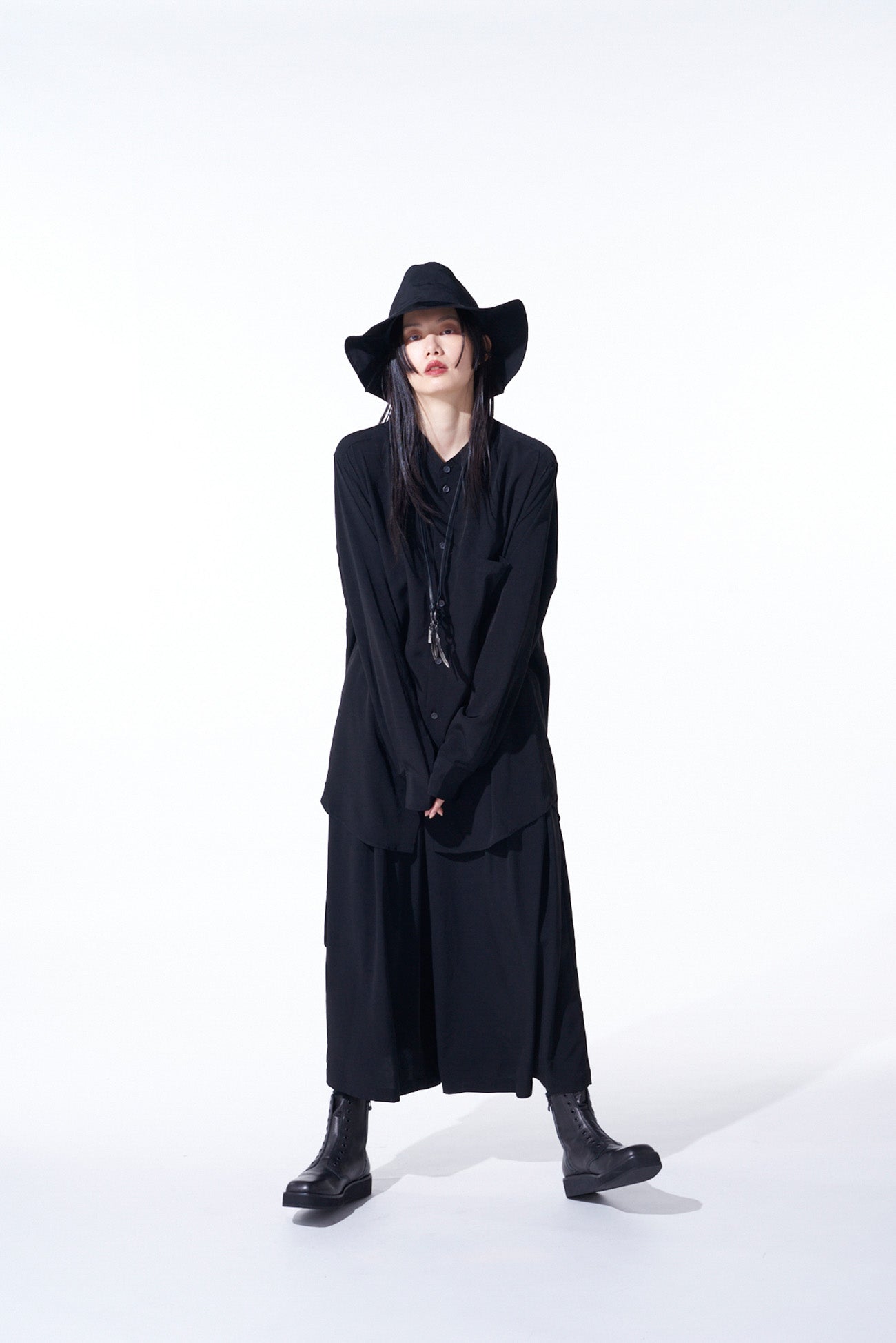 CREPE de CHINE LOOSE FIT STAND COLLAR SHIRT - Women's Elegant Casual Blouse for Office & Weekend Outings