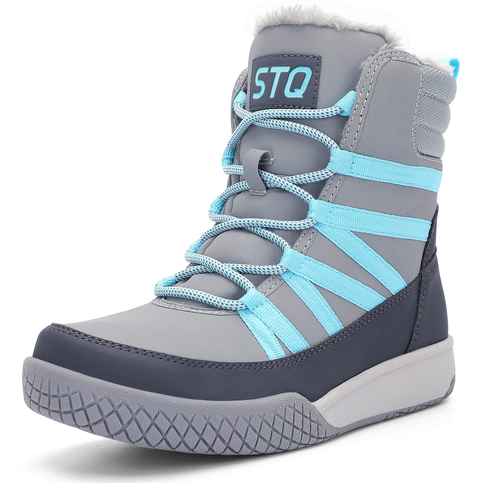 STQ Women's Winter Walking Boots - Waterproof Ankle Booties with Zip & Lace-Up Closure | Lightweight Warm Snow Boots for Hiking, Commuting & Outdoor Activities