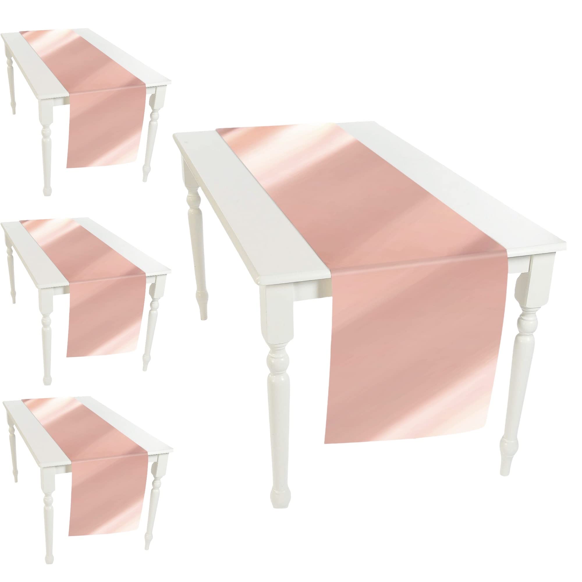 4 Pack Rose Gold Foil Table Runner 16 x 86 Inch - Shiny Plastic Tablecloth for Wedding, Birthday Party & Holiday Decorations - Elegant Dining Table Cover for Special Events & Celebrations