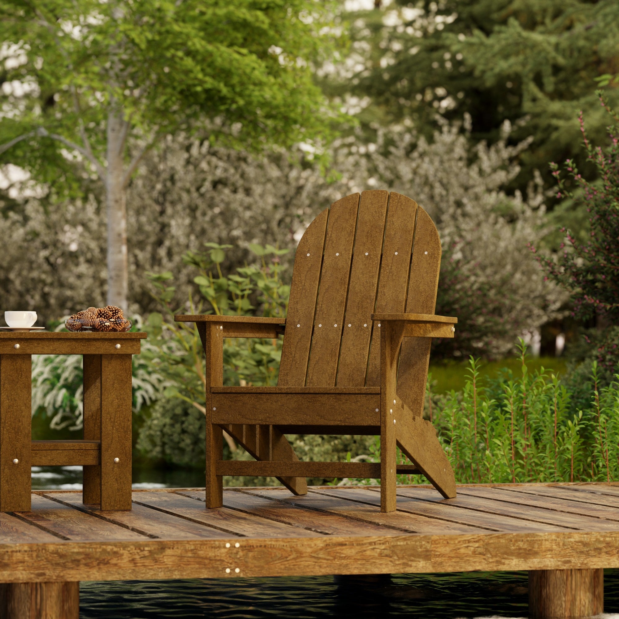 Freedom 3-Piece Traditional Adirondack Chair Set with Side Table - Outdoor Patio Furniture for Garden, Deck, Poolside & Backyard Relaxation