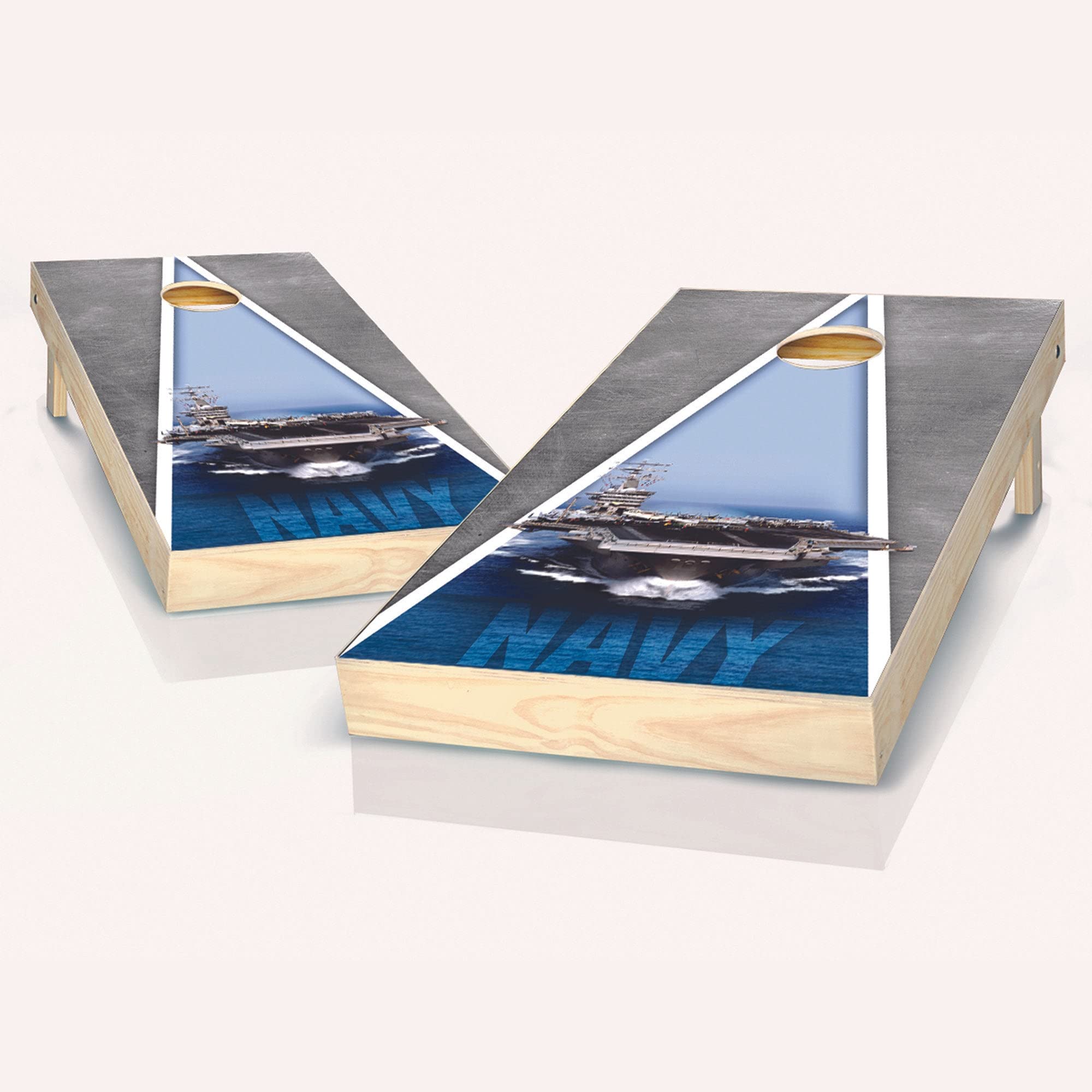 Skip's Garage US Navy Cornhole Boards Set with 2 Boards & 8 Bags - Premium Cornhole Game for Outdoor Parties, Tailgating, and Backyard Fun - Choose Your Accessories