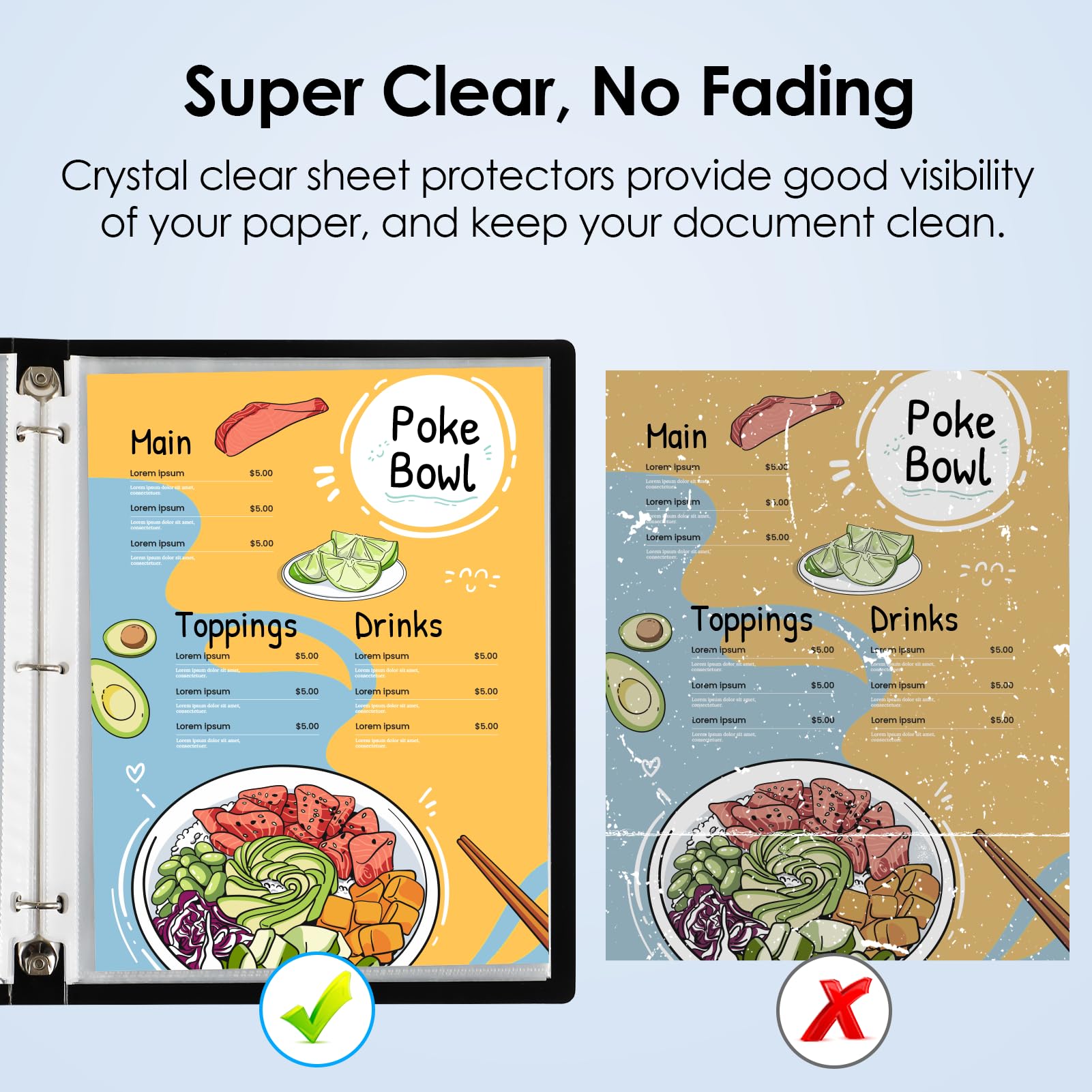 KTRIO Clear Sheet Protectors 8.5 x 11 Inch - 50 Pack Top Loading Page Protectors for 3 Ring Binders | Letter Size Plastic Document Sleeves for Office, School & Home Organization | Perfect for Reports, Presentations & Filing Systems