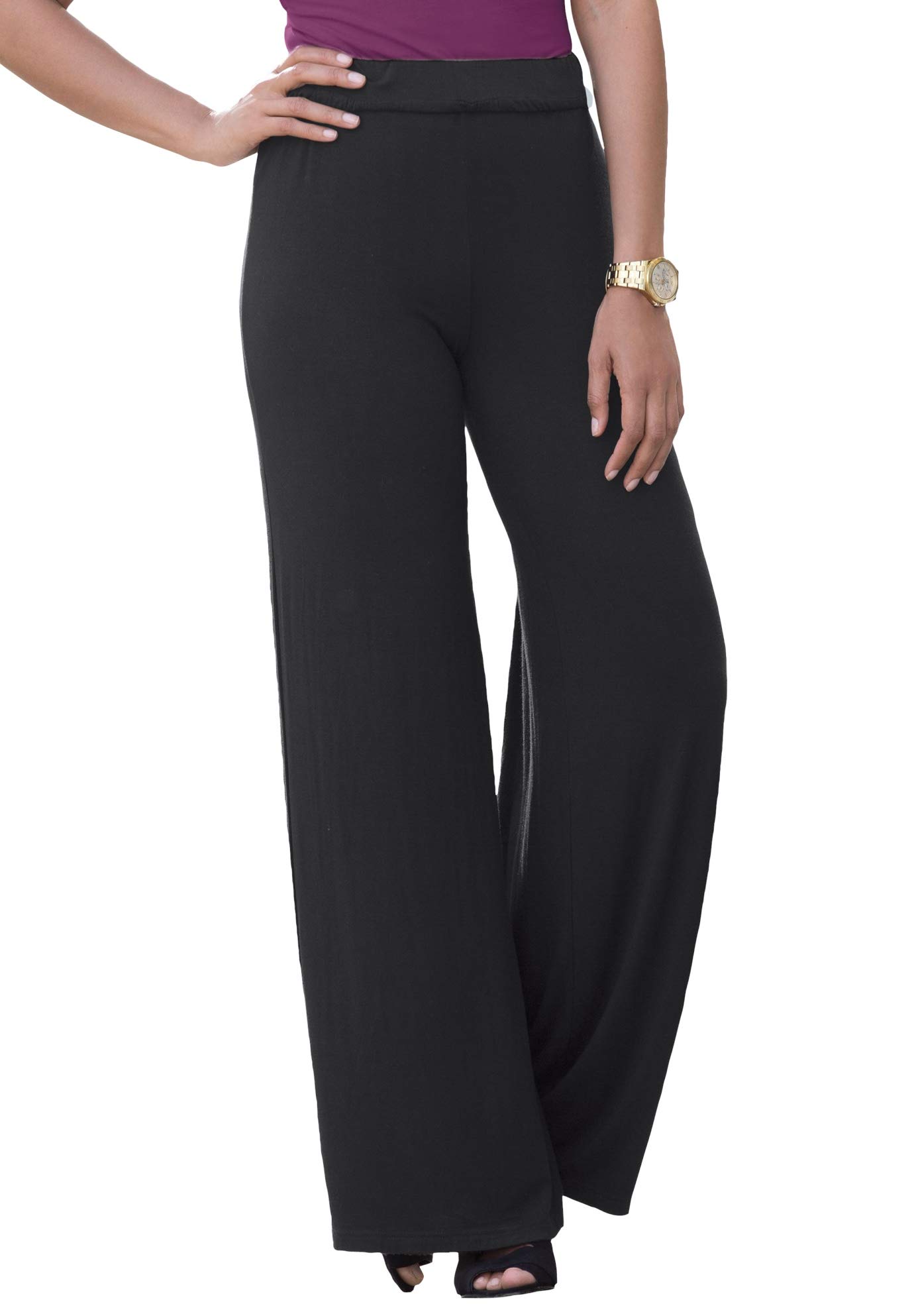 Jessica London Women's Plus Size Everyday Wide Leg Pants - Soft Lightweight Comfort Stretch Trousers for Work & Casual Wear | Office, Travel & Lounge Outfits