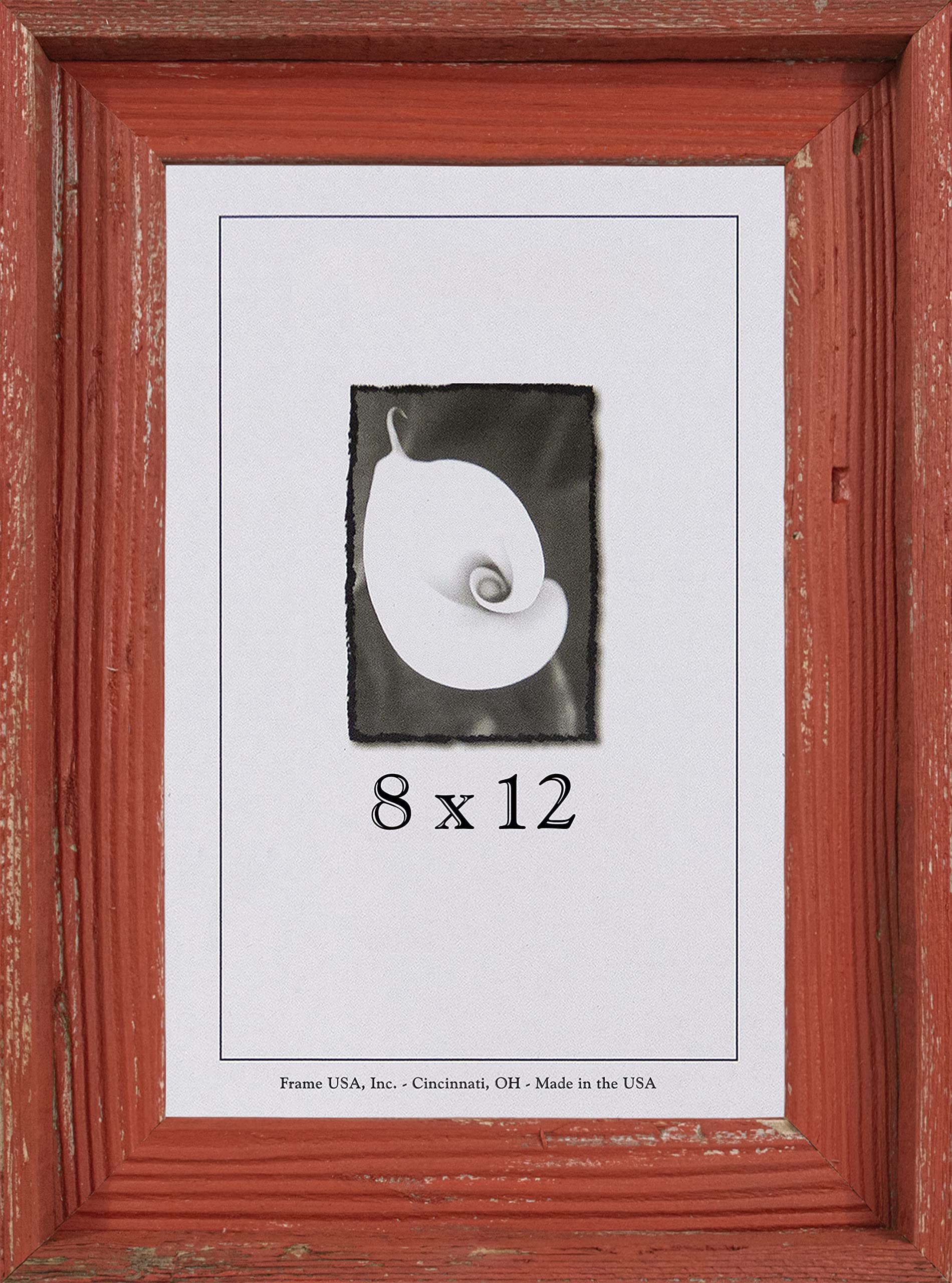 8x12 Red Barnwood Picture Frame by FRAME USA - Handcrafted from Real Reclaimed Wood - Perfect for Rustic Home Decor, Farmhouse Style, and Vintage Photo Displays
