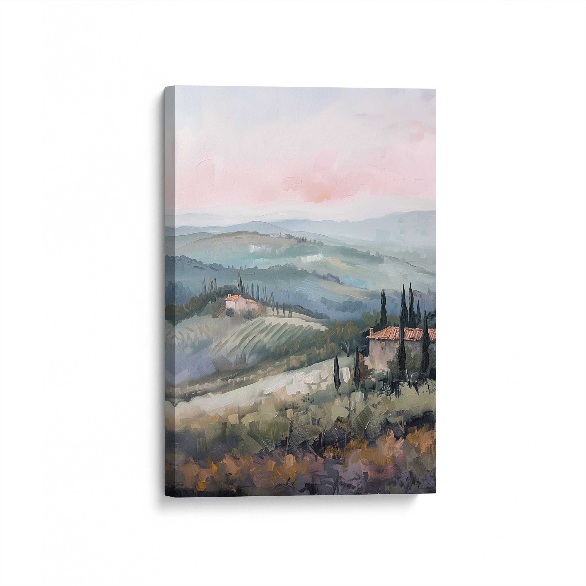 Tuscany Sunset Landscape Canvas Print - Dusk's Glow v2 Wall Art for Living Room, Bedroom & Office Decor