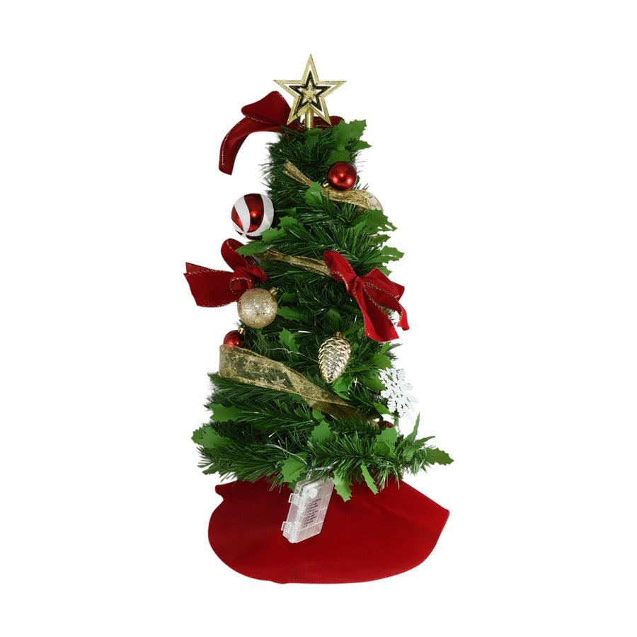 YOU & I LED Christmas Tree Red 60cm (800g) - Battery Operated Decorative Holiday Tree for Home, Office, and Party Decorations