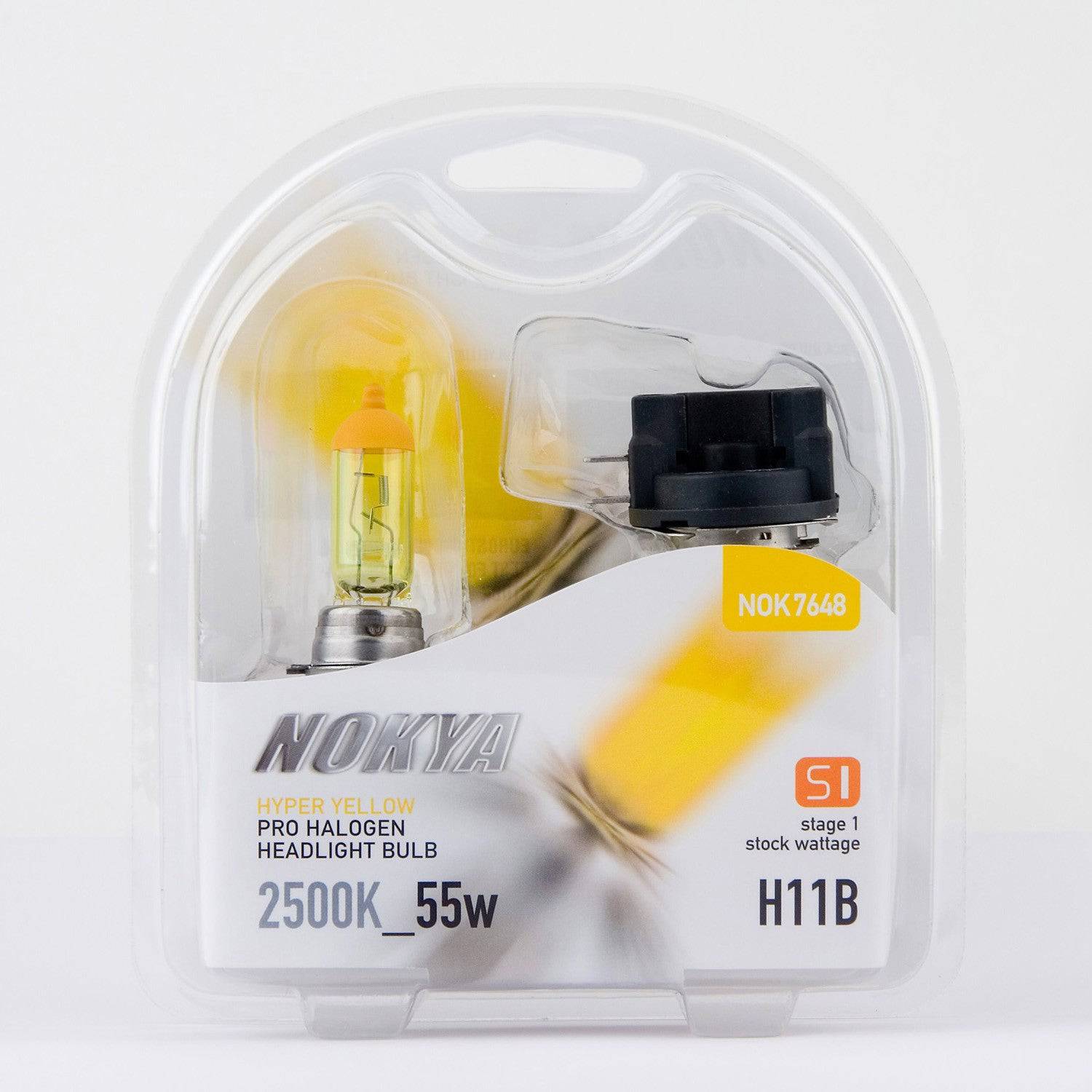 Nokya Hyper Yellow H11B Light Bulbs 2500K 55W - Stage 1 - High Visibility Fog & Driving Lights for Cars, Trucks & SUVs in Rainy or Low Light Conditions