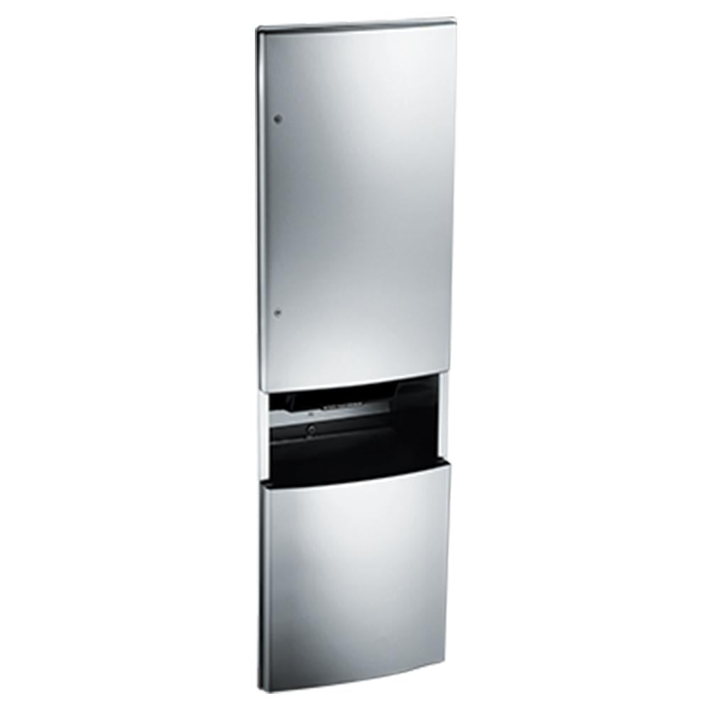 ASI 2046921A Roval Automatic Roll Paper Towel Dispenser with Built-in Waste Receptacle - Recessed Satin Finish for Restrooms, Kitchens & Commercial Spaces