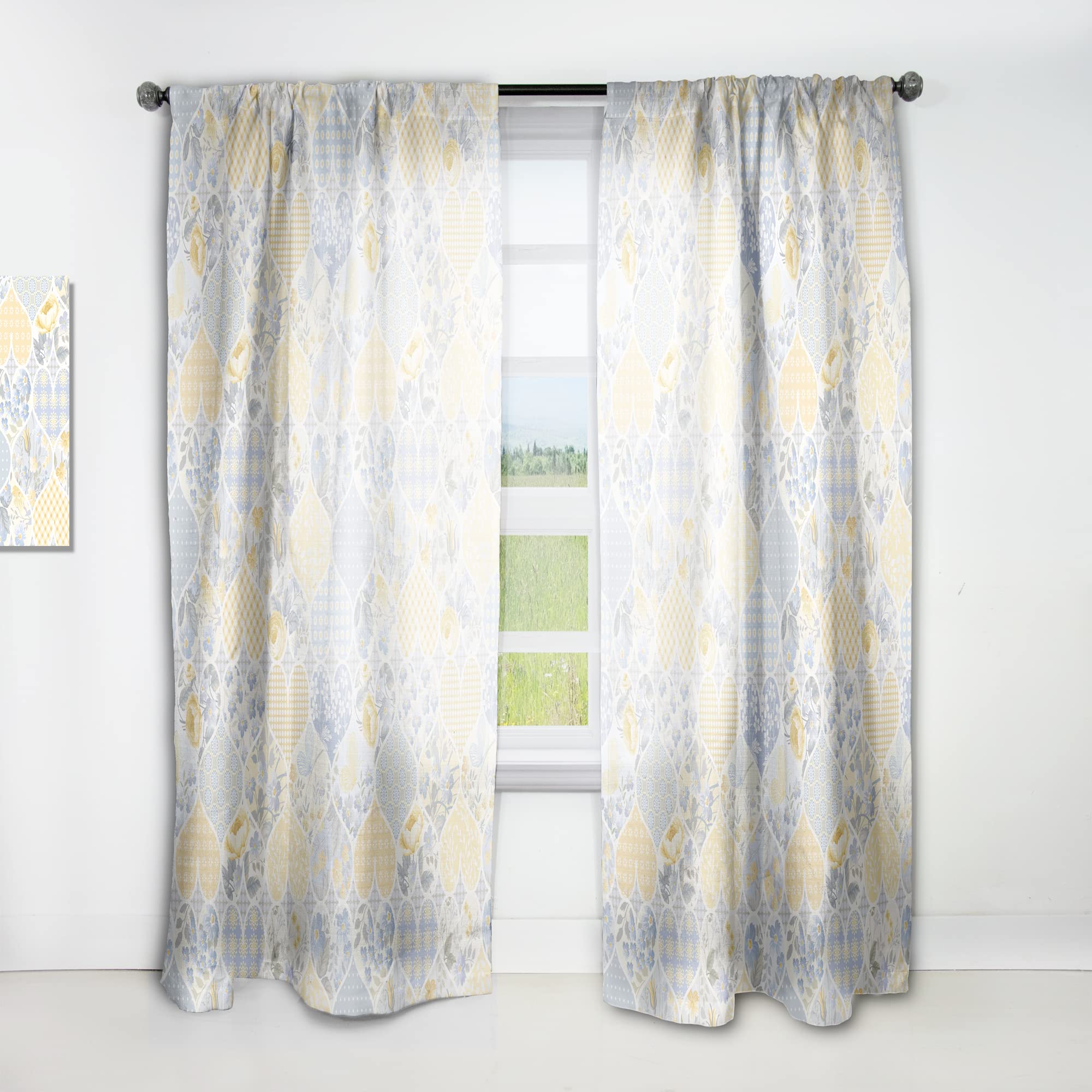 DesignQ Patchwork Heart Pattern Thermal Insulated Curtains - Single Panel 52x90 Inches - Blackout Drapes for Bedroom & Living Room - Perfect for Cozy Home Decor & Light Control