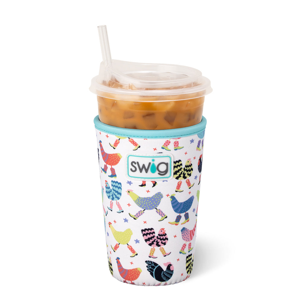 Funky Chicken Medium Iced Cup Coolie - Insulated Beverage Holder for Coffee, Tea & Cold Drinks - Perfect for Beach, Picnics & Outdoor Parties
