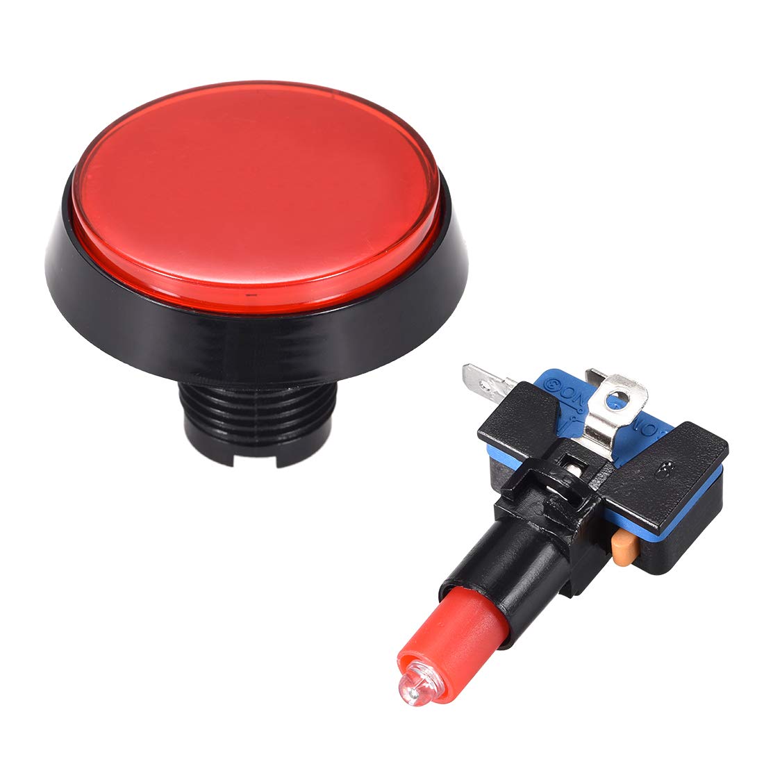 60mm 12V LED Illuminated Arcade Push Button Switch with Micro Switch - Red Round Game Button for Video Arcade Machines & DIY Gaming Controllers - Perfect for MAME Cabinets, Pinball Mods & Retro Gaming Setups