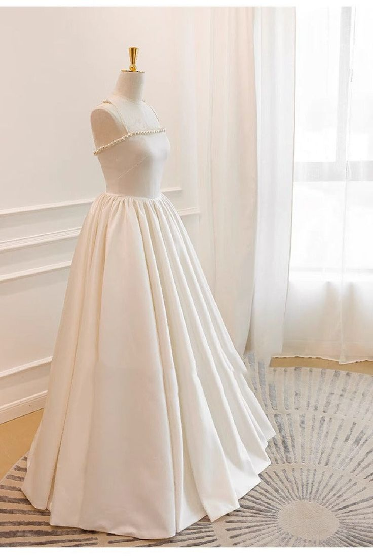 Elegant A-Line White Wedding Dress for Bride - Formal Party Gown J5631 | Perfect for Church Ceremony, Reception & Evening Events