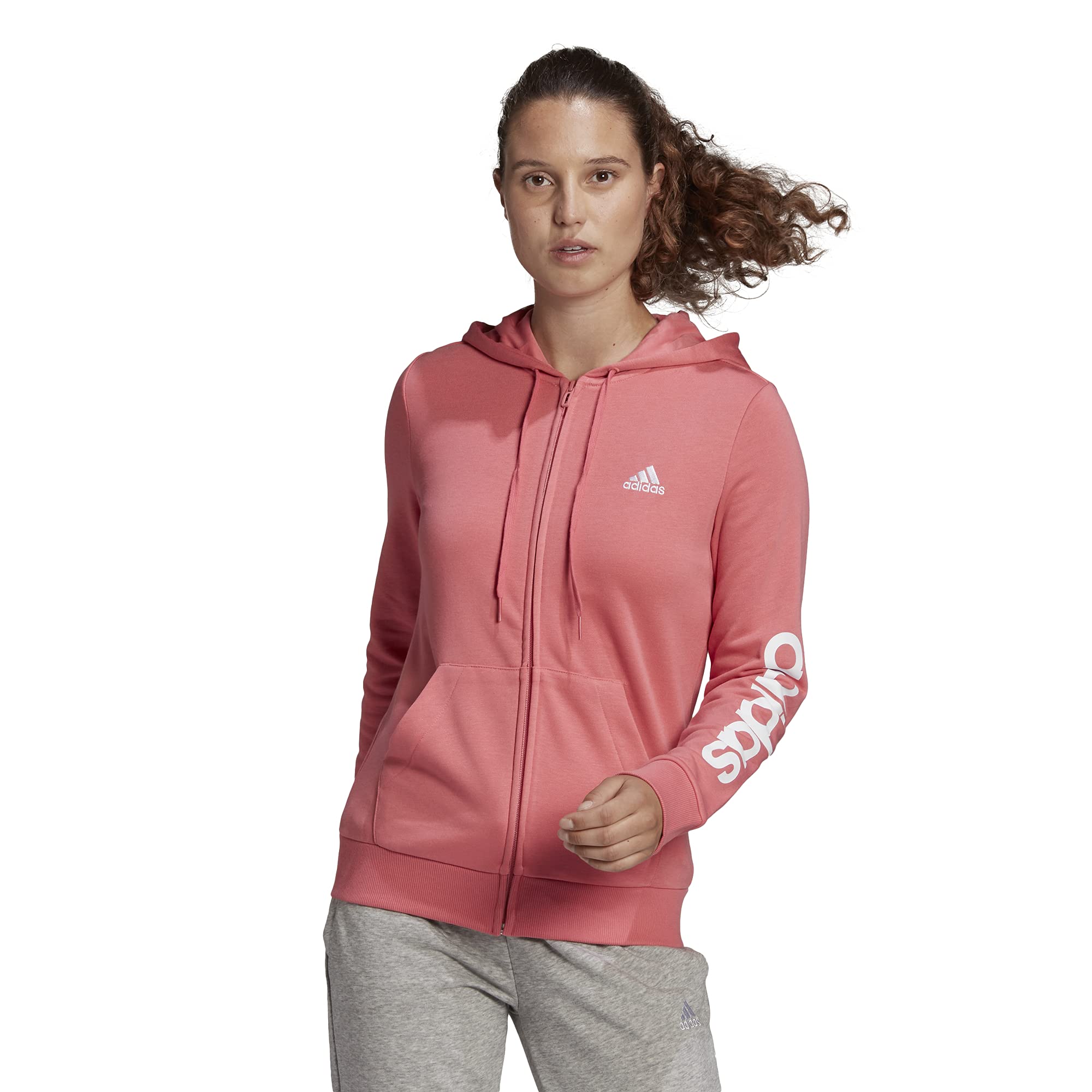 adidas Women's Essentials Logo Full-Zip Hoodie Sweatshirt | Casual Warm Fleece Jacket for Gym, Running & Everyday Wear