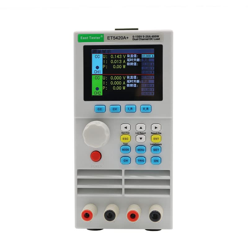 400W Programmable DC Electronic Load Tester - 0-150V, 0-20A Dual Channel Battery Tester (ET5420A+, Gray) - Perfect for Lab Testing, Power Supply Evaluation & Battery Capacity Analysis