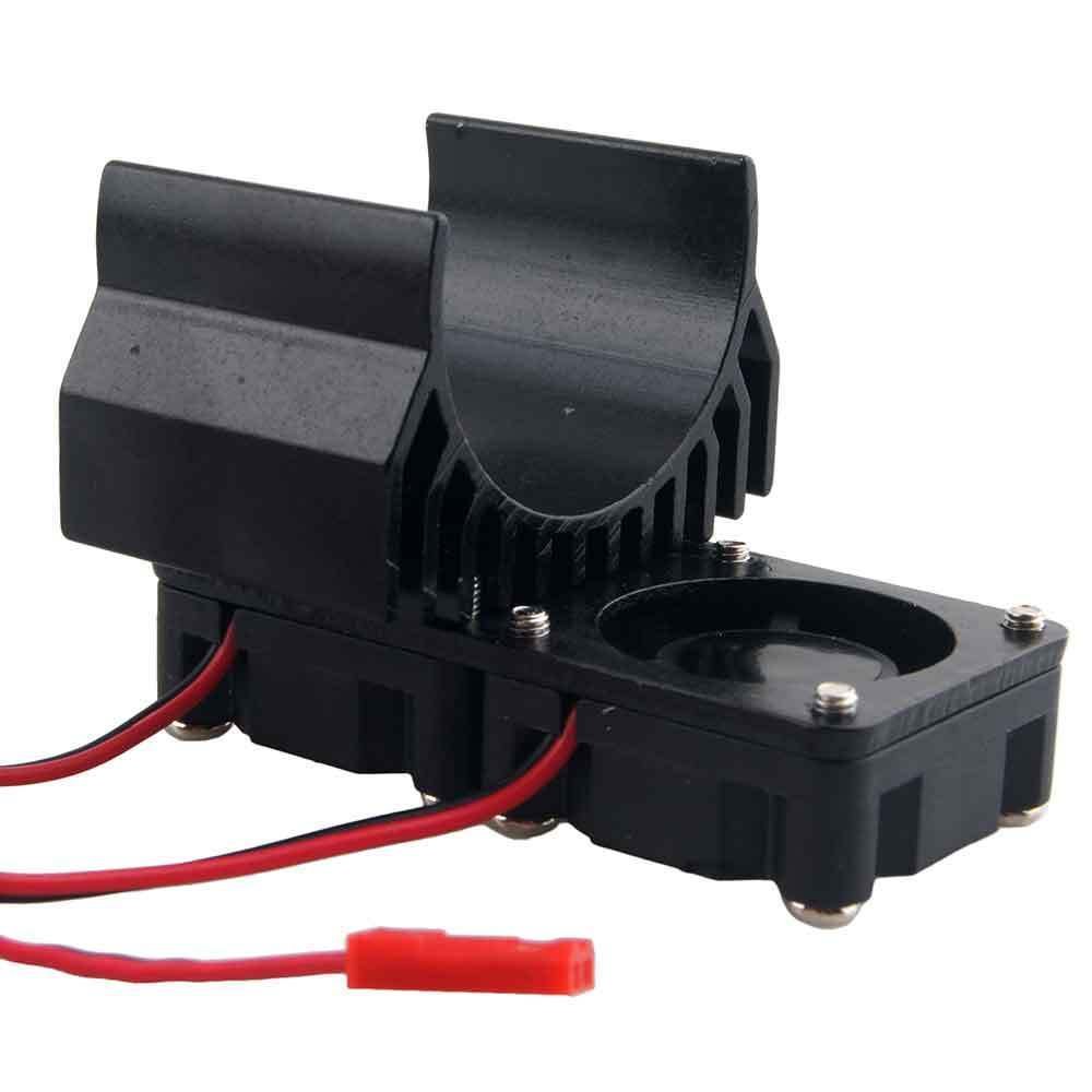 High Performance RC Black Aluminum Heat Sink with Dual 5V Cooling Fans for HSP 540 (3650) Motor - Perfect for RC Cars, Trucks, and Off-Road Vehicles