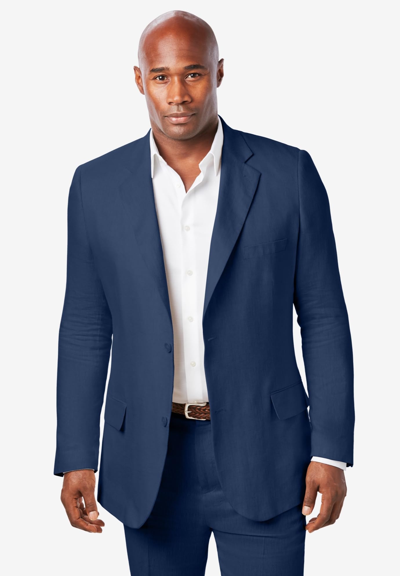 KS Island Men's Big & Tall Linen Blend Two-Button Suit Jacket | Formal & Casual Blazer for Weddings, Office & Special Occasions