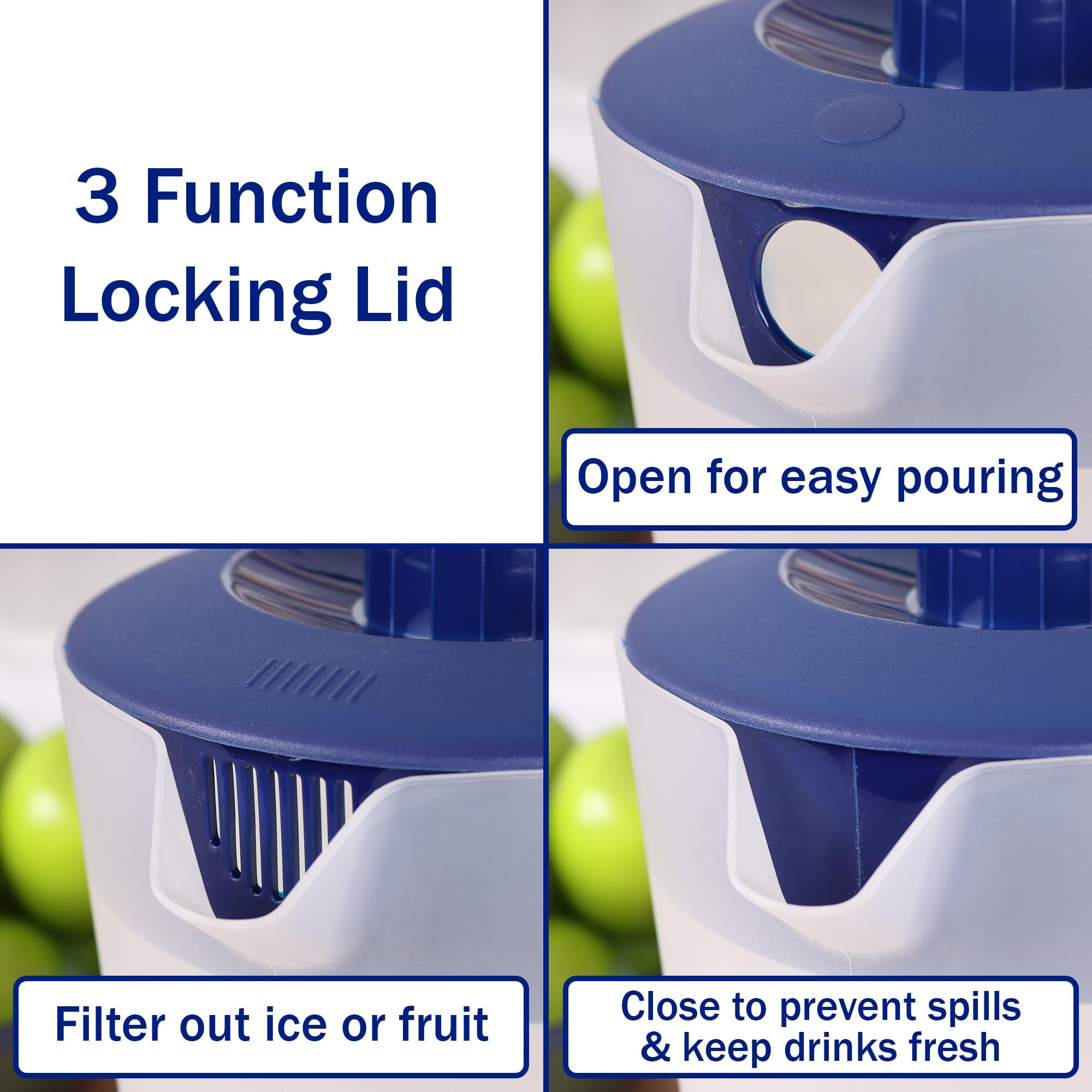 Half Gallon Water Pitcher with Lid - 64oz BPA Free Plastic Pitcher for Juice & Beverages - Freezer & Dishwasher Safe - Perfect for Refrigerator, Kitchen, Office & Outdoor Use